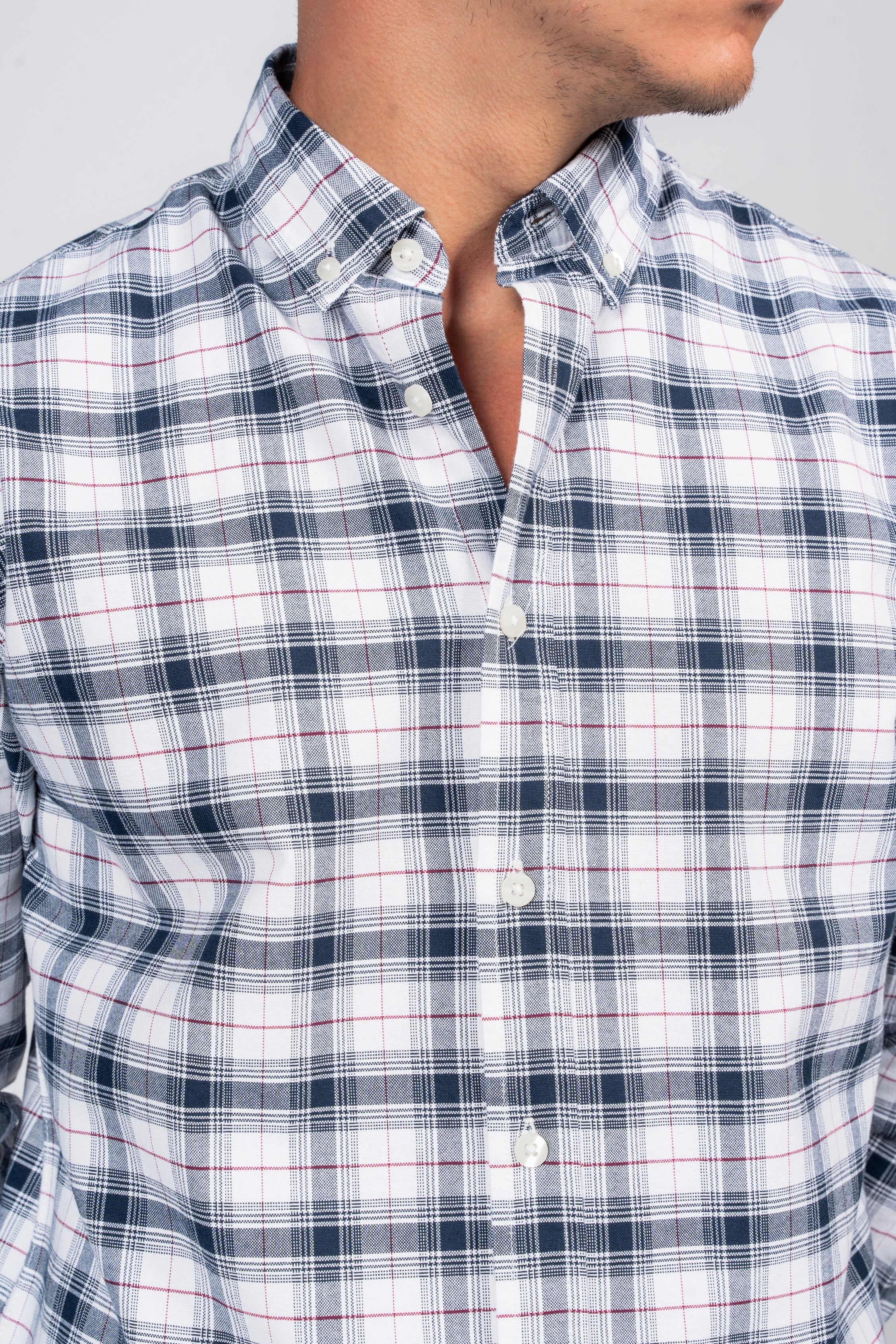 SHIRTSPRO Checked Smart Fit Shirt - Button-Down Collar - Mood Indigo