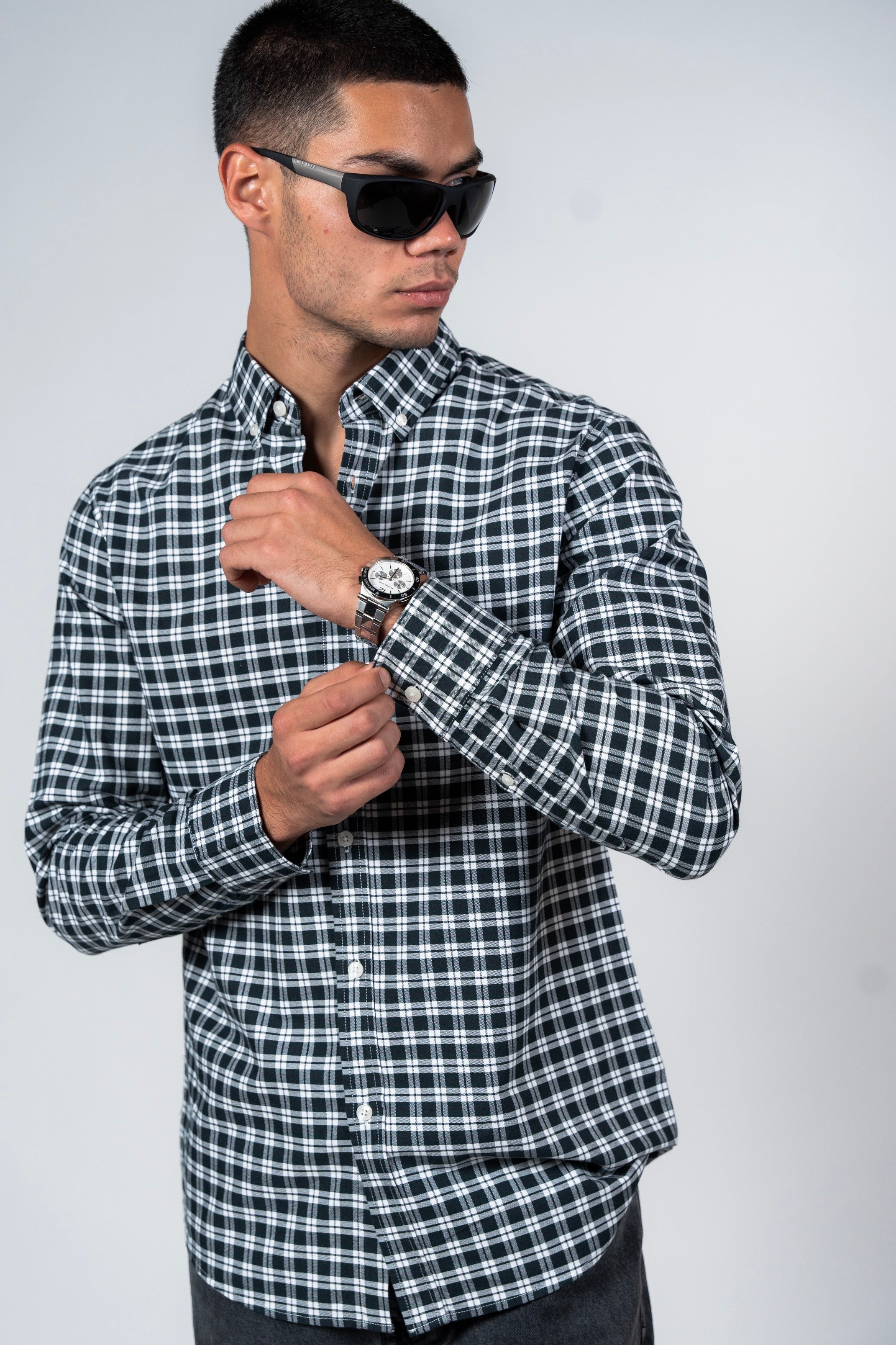 SHIRTSPRO Checked Smart Fit Shirt - Button-Down Collar - Green Gables