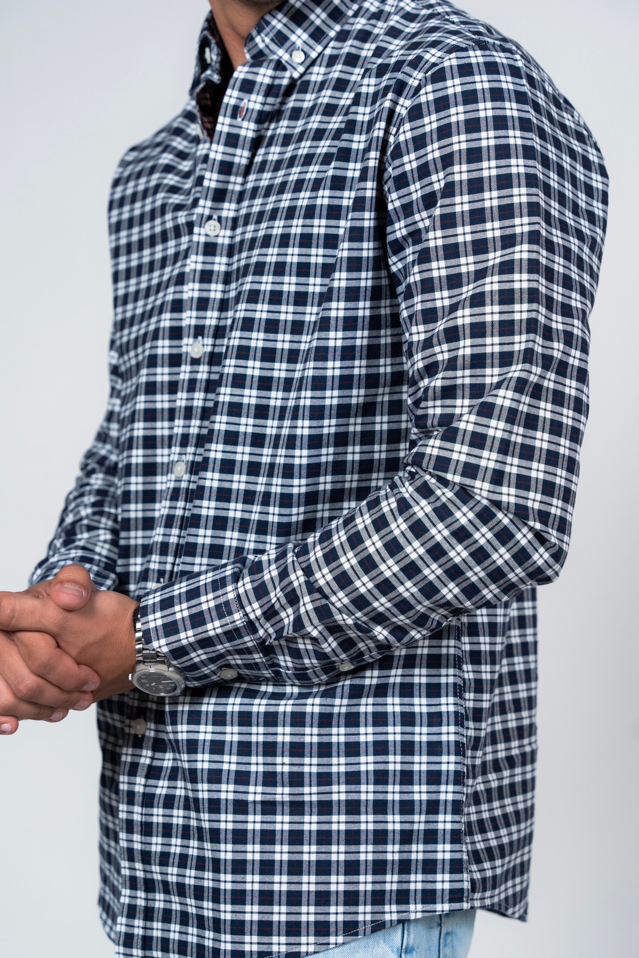 SHIRTSPRO Checked Smart Fit Shirt - Button-Down Collar - Mood Indigo