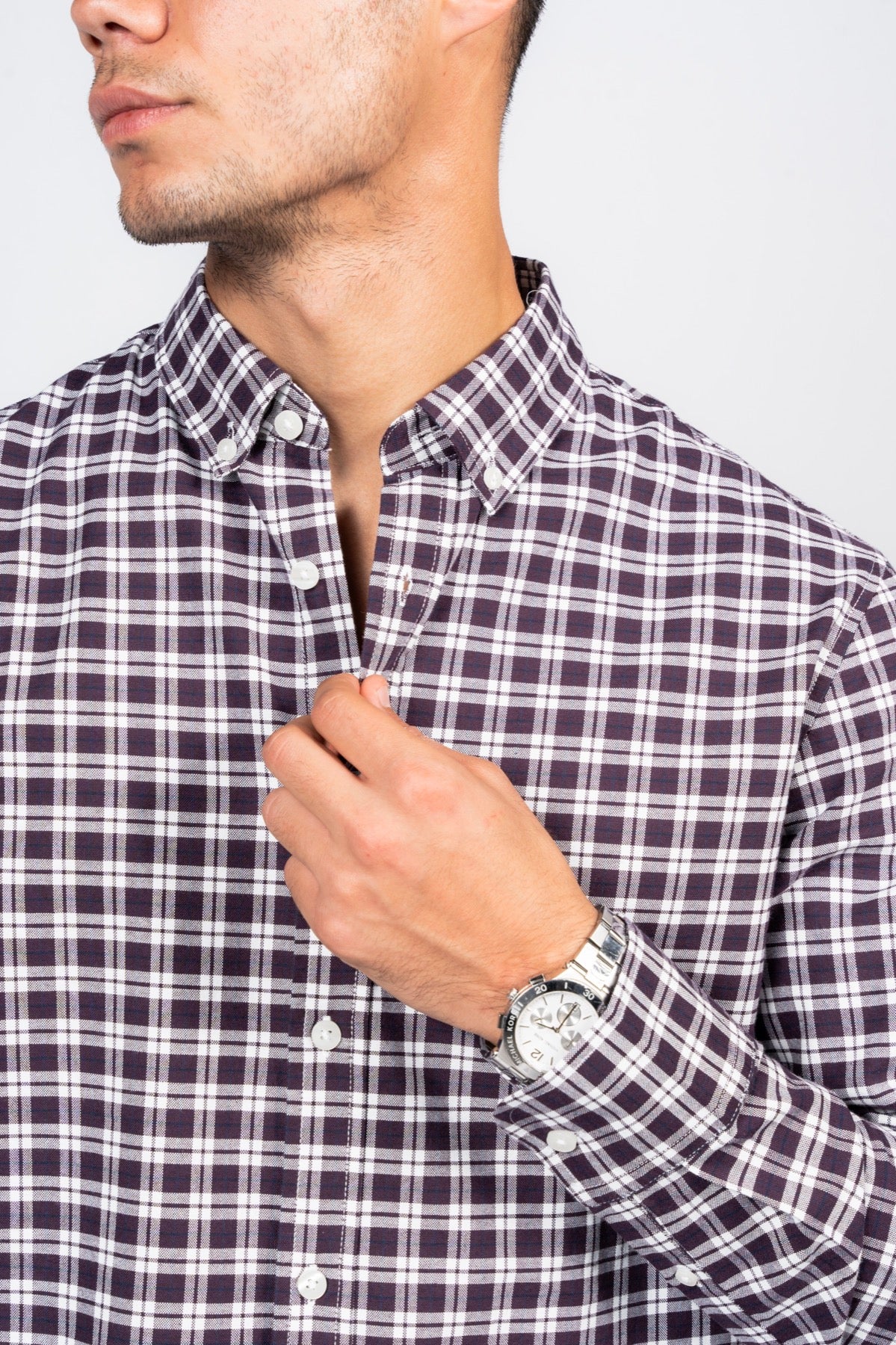 SHIRTSPRO Checked Smart Fit Shirt - Button-Down Collar - Pulm Perfect