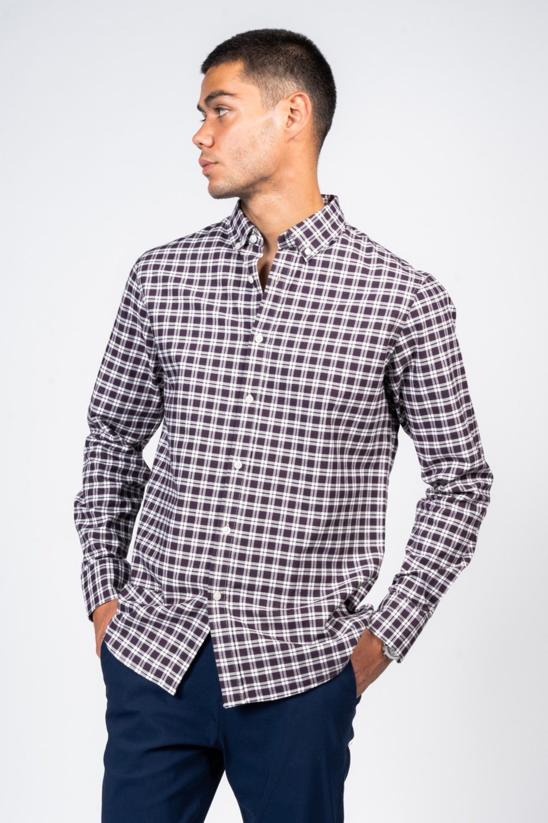 SHIRTSPRO Checked Smart Fit Shirt - Button-Down Collar - Pulm Perfect