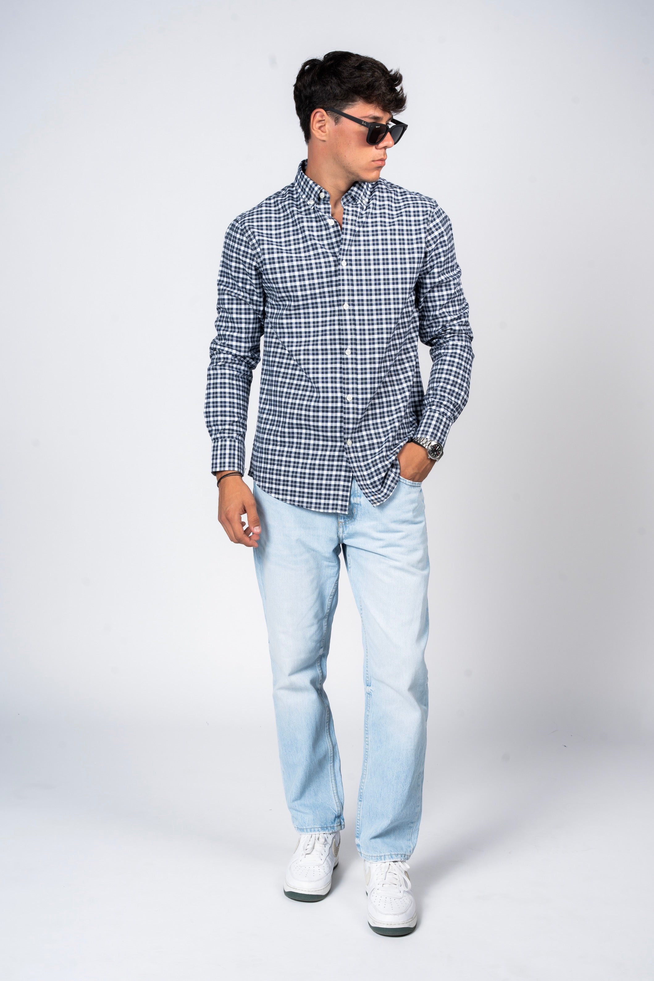 SHIRTSPRO Checked Smart Fit Shirt - Button-Down Collar - Black Iris