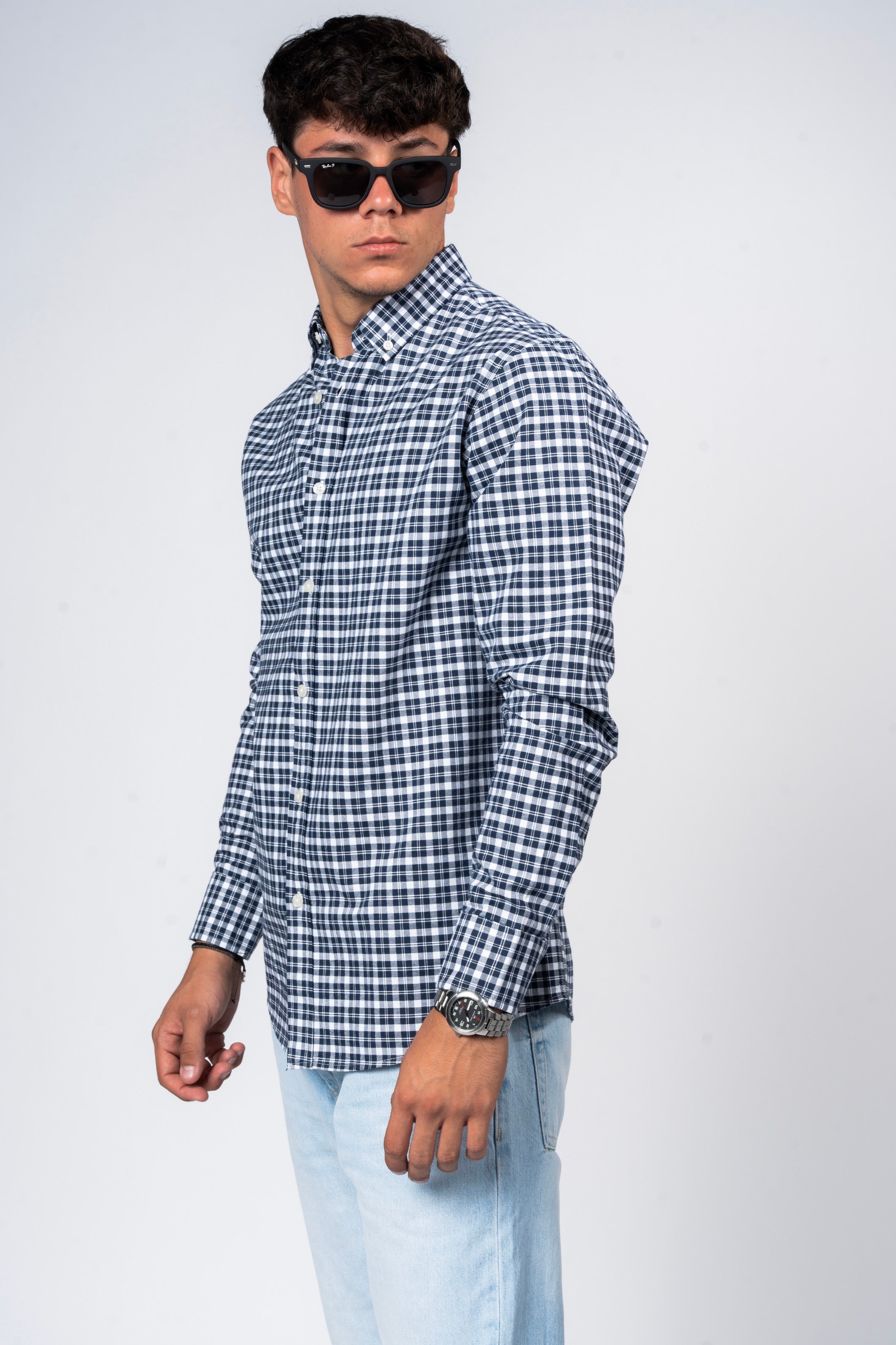 SHIRTSPRO Checked Smart Fit Shirt - Button-Down Collar - Black Iris