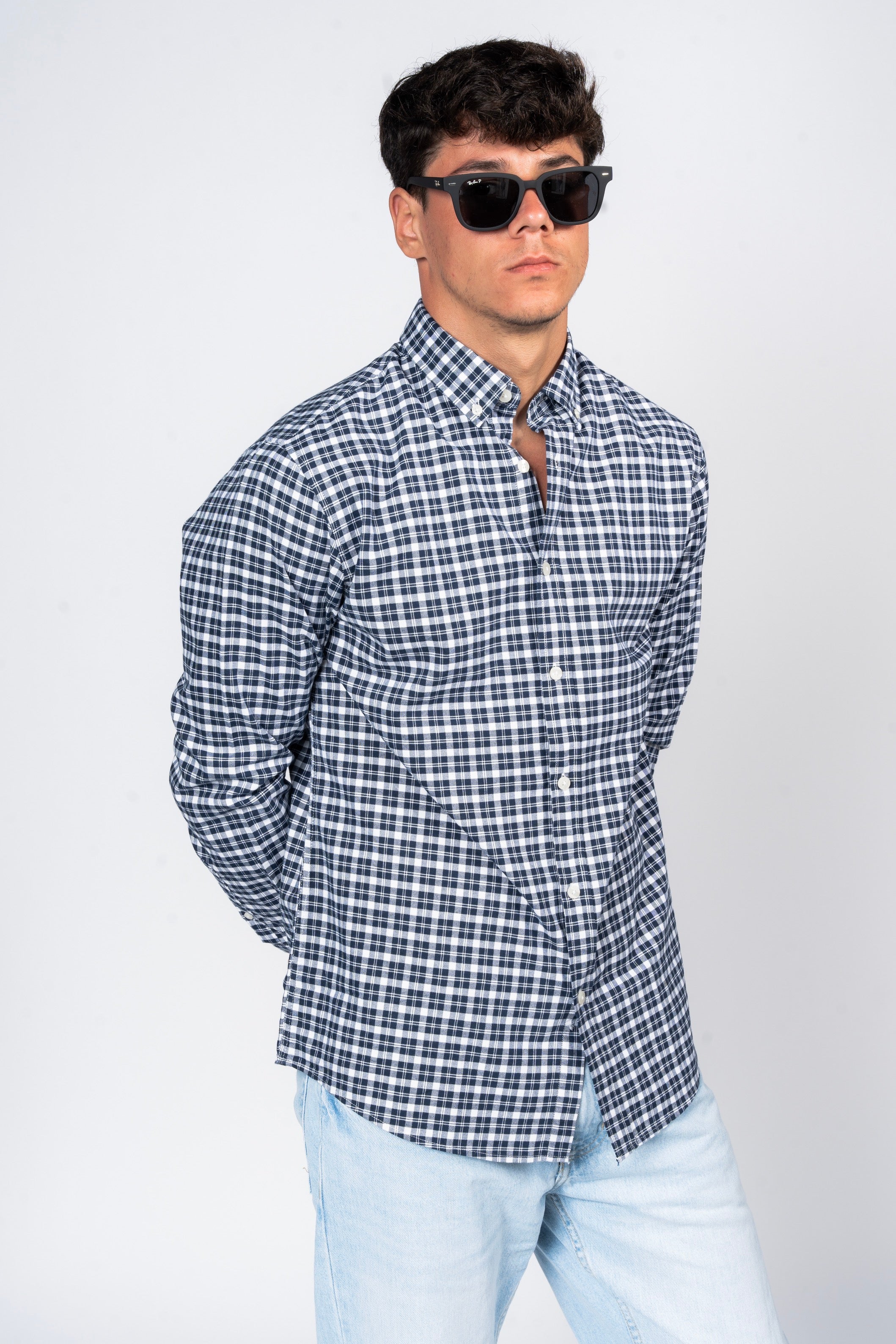 SHIRTSPRO Checked Smart Fit Shirt - Button-Down Collar - Black Iris
