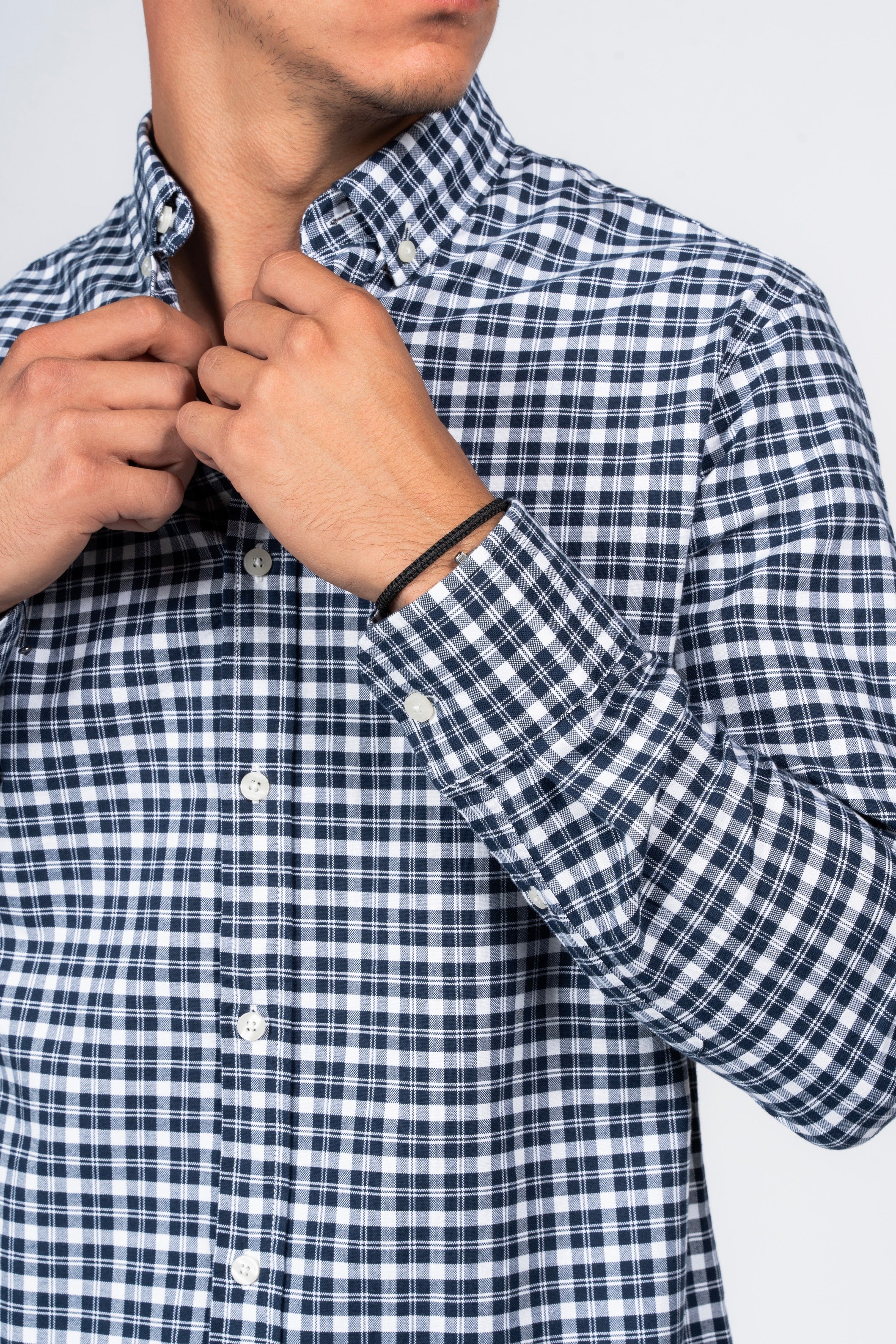 SHIRTSPRO Checked Smart Fit Shirt - Button-Down Collar - Black Iris