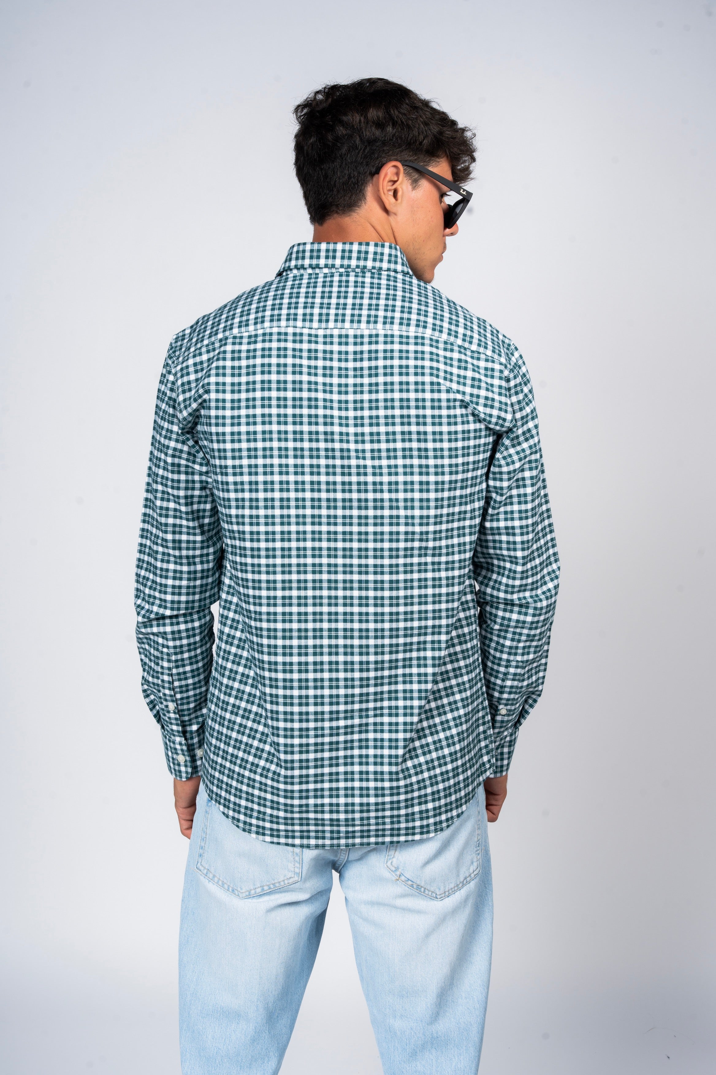 SHIRTSPRO Checked Smart Fit Shirt - Button-Down Collar - Deep Teal
