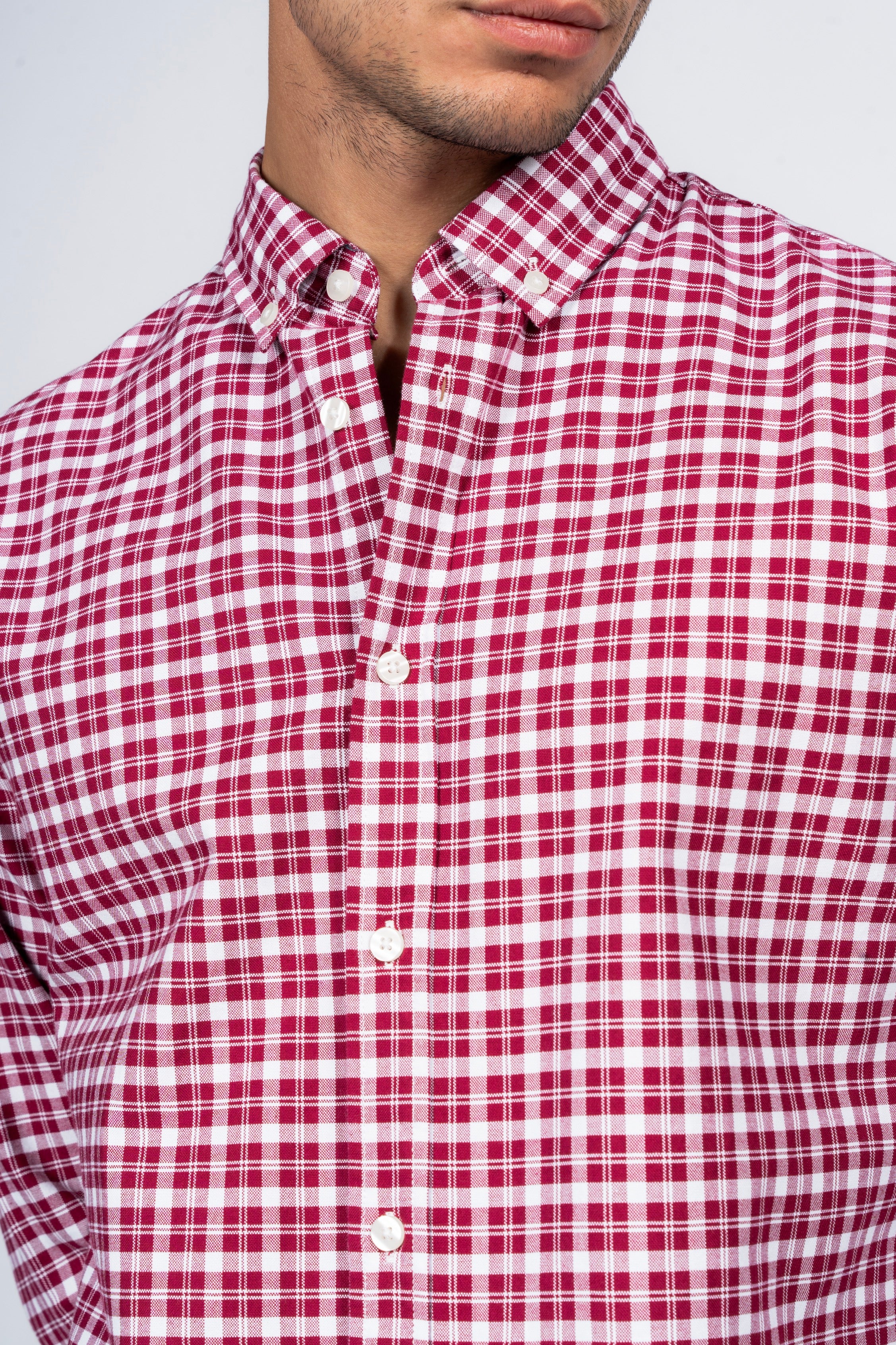 SHIRTSPRO Checked Smart Fit Shirt - Button-Down Collar - Red
