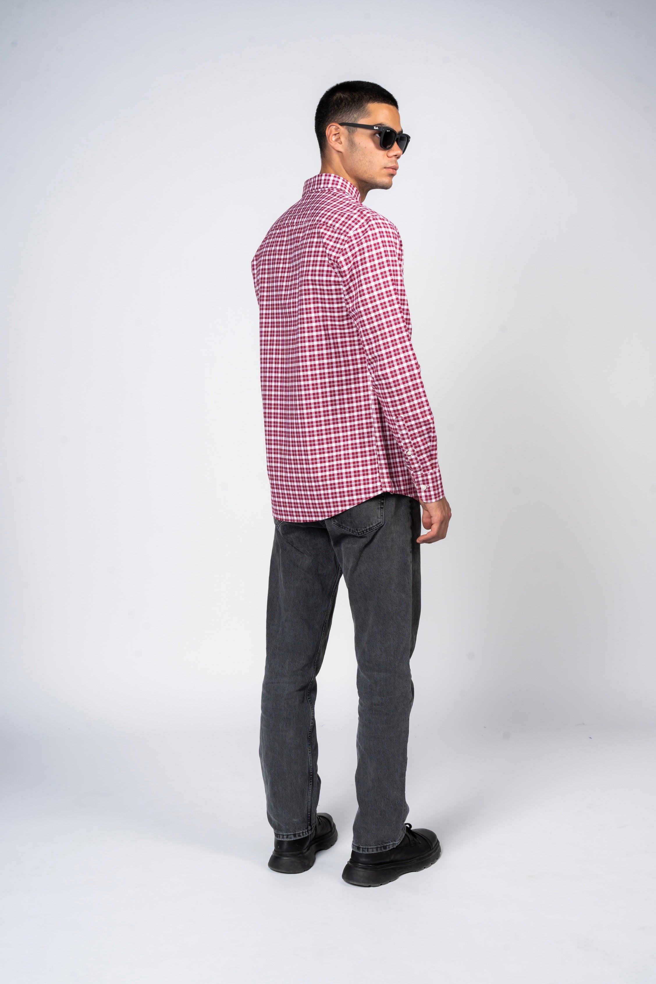 SHIRTSPRO Checked Smart Fit Shirt - Button-Down Collar - Red