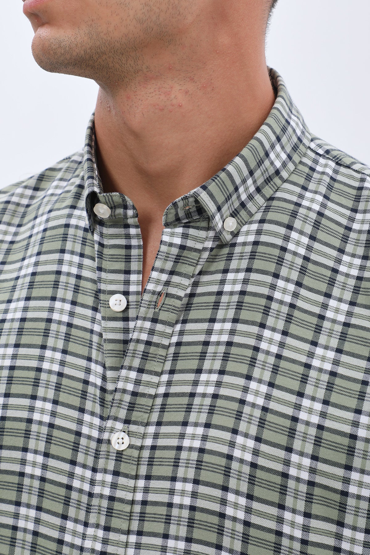 SHIRTSPRO Checked Oxford Regular Fit Shirt - Button-Down Collar - Oil Green
