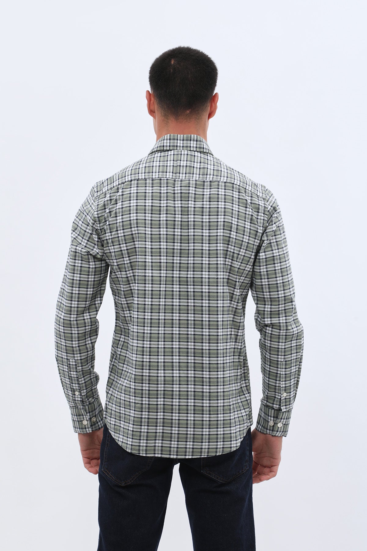 قميص أكسفورد كاروهات بقبة بأزرار من SHIRTSPRO - لون أخضر زيتوني