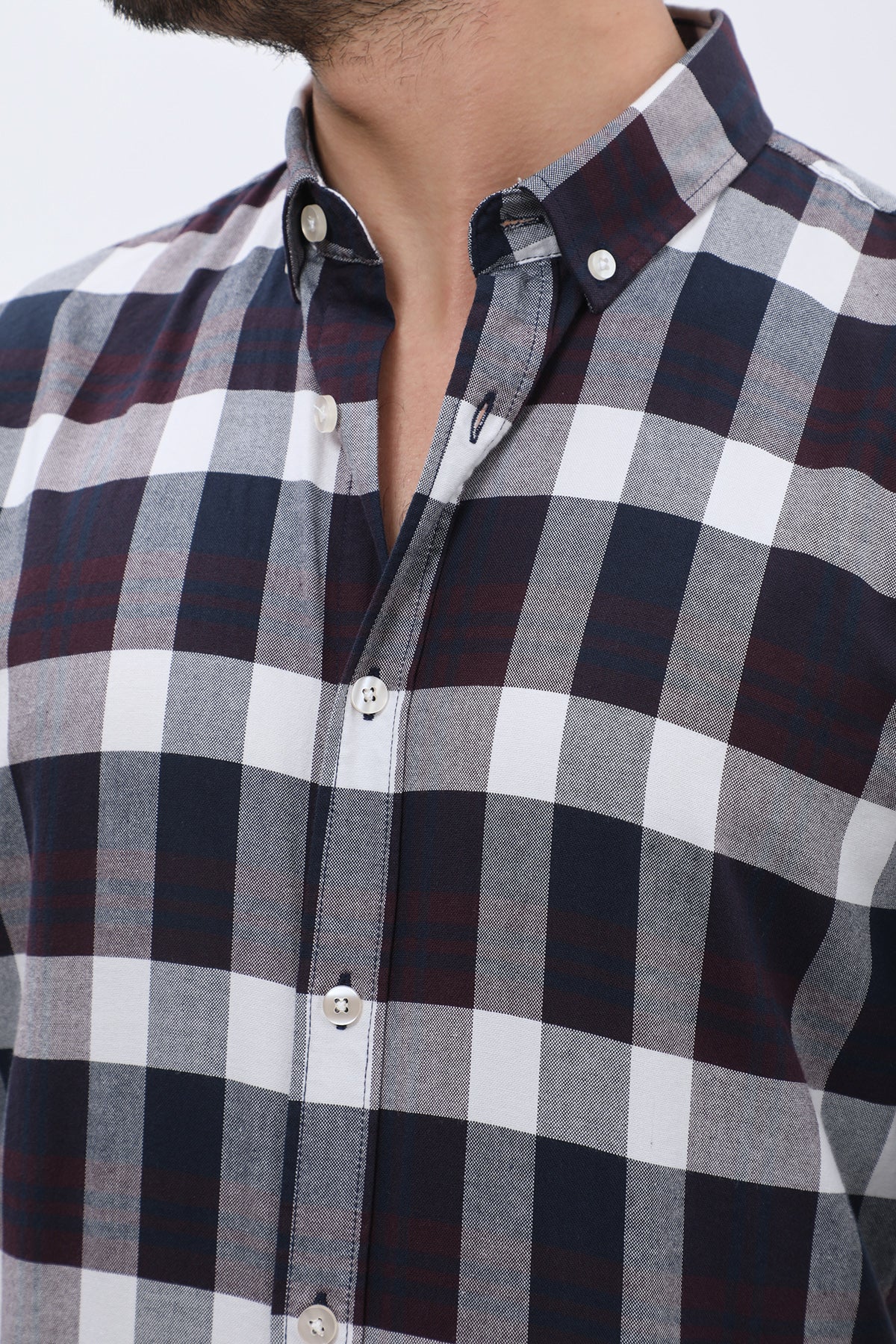 SHIRTSPRO Checked Oxford Regular Fit Shirt - Button-Down Collar - White