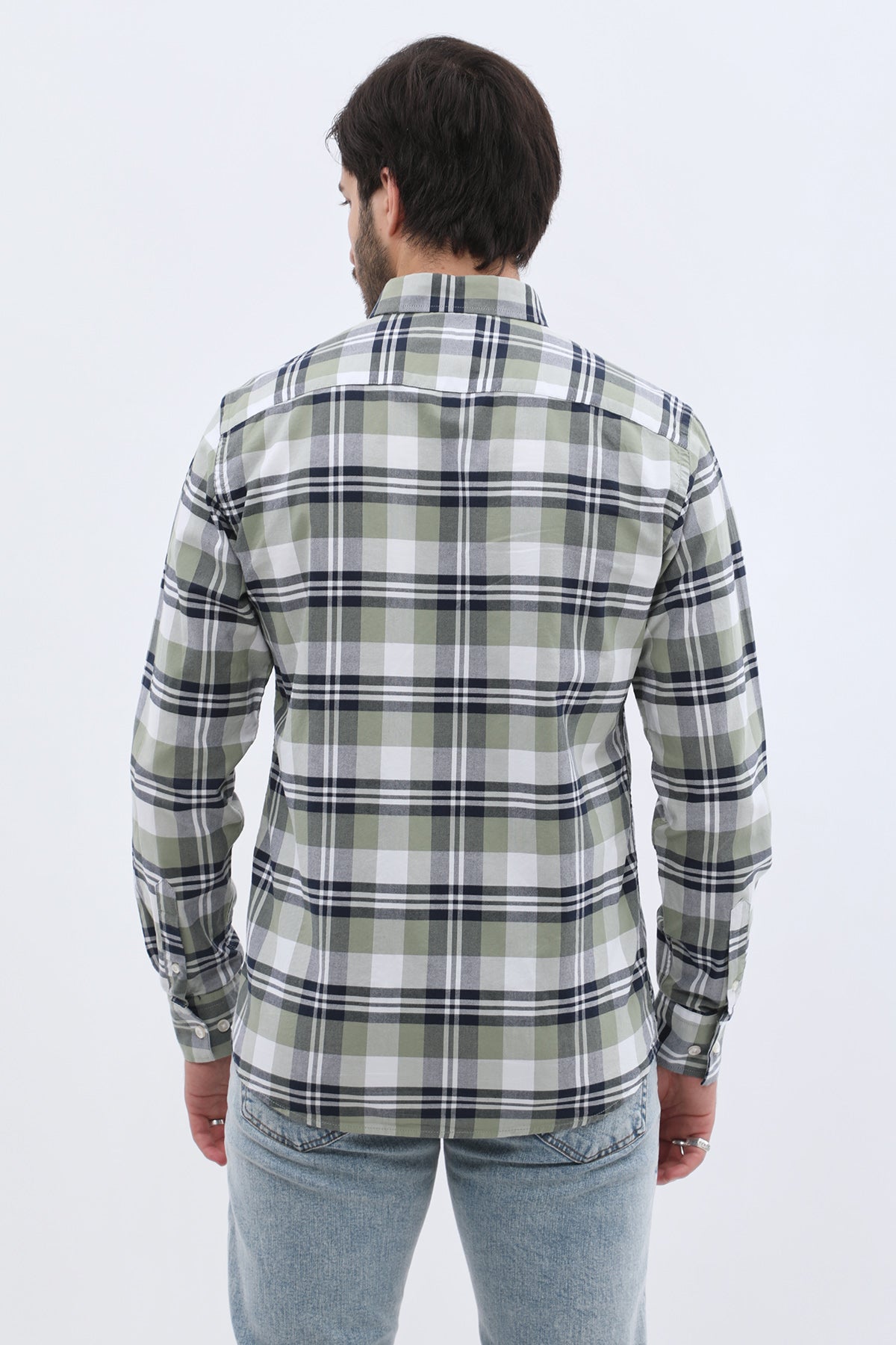 قميص أكسفورد كاروهات بقبة بأزرار من SHIRTSPRO - لون أخضر زيتوني