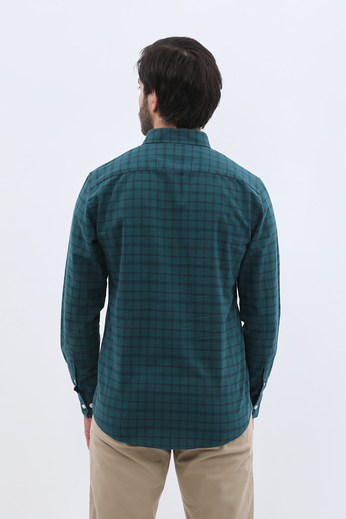 SHIRTSPRO Checked Oxford Regular Fit Shirt - Button-Down Collar - Deep Teal