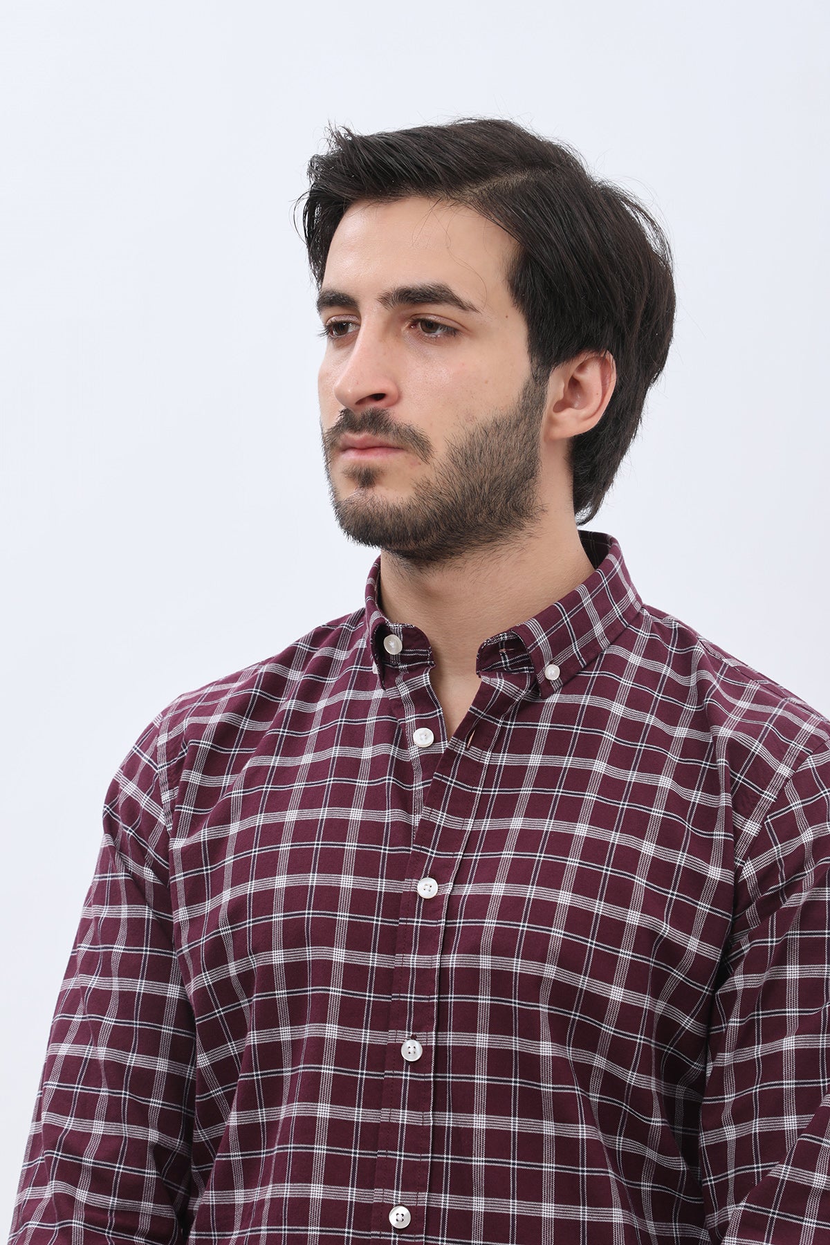 SHIRTSPRO Checked Oxford Regular Fit Shirt - Button-Down Collar - Winetasting