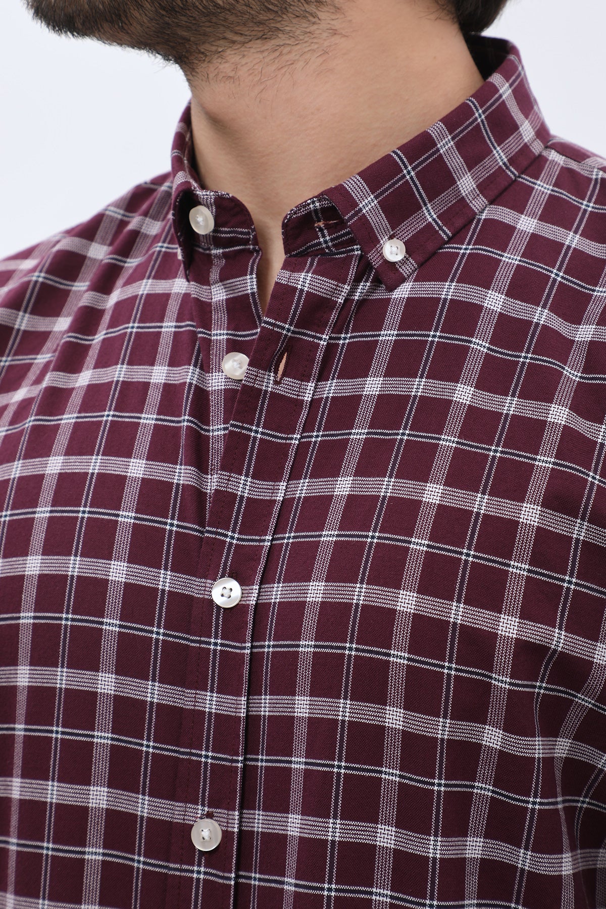 SHIRTSPRO Checked Oxford Regular Fit Shirt - Button-Down Collar - Winetasting