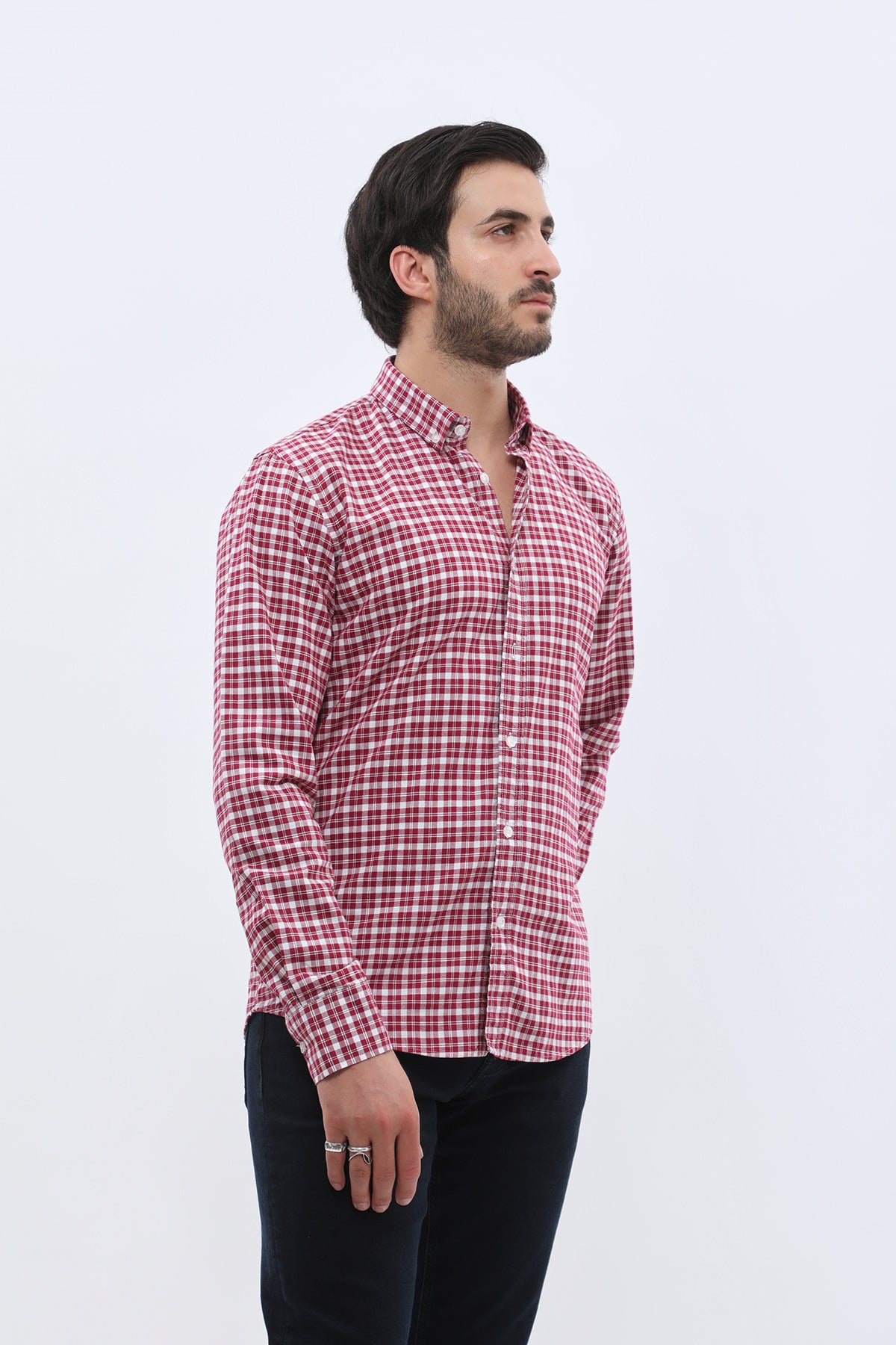 SHIRTSPRO Checked Oxford Regular Fit Shirt - Button-Down Collar - Rhododendron