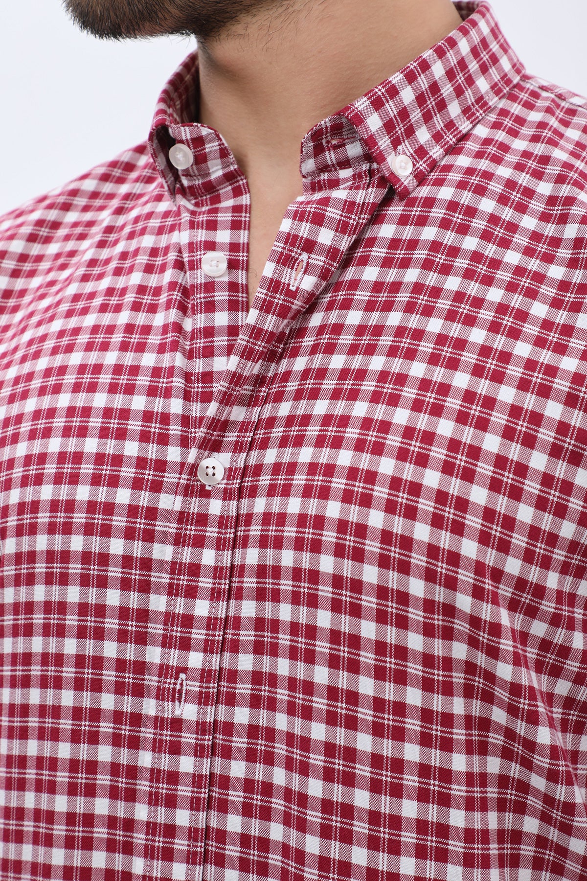 SHIRTSPRO Checked Oxford Regular Fit Shirt - Button-Down Collar - Rhododendron