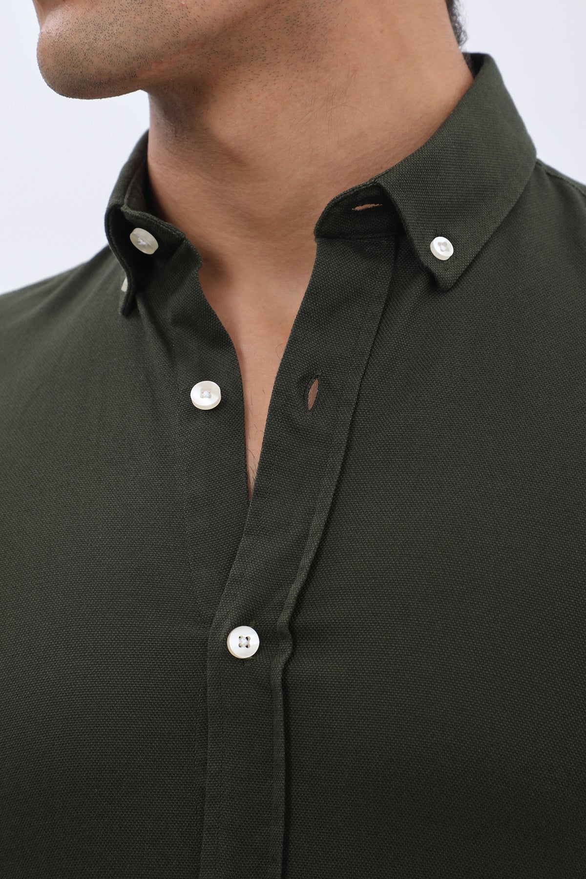 SHIRTSPRO Basket Regular Fit Shirt - Button-Down Collar - Dark Green
