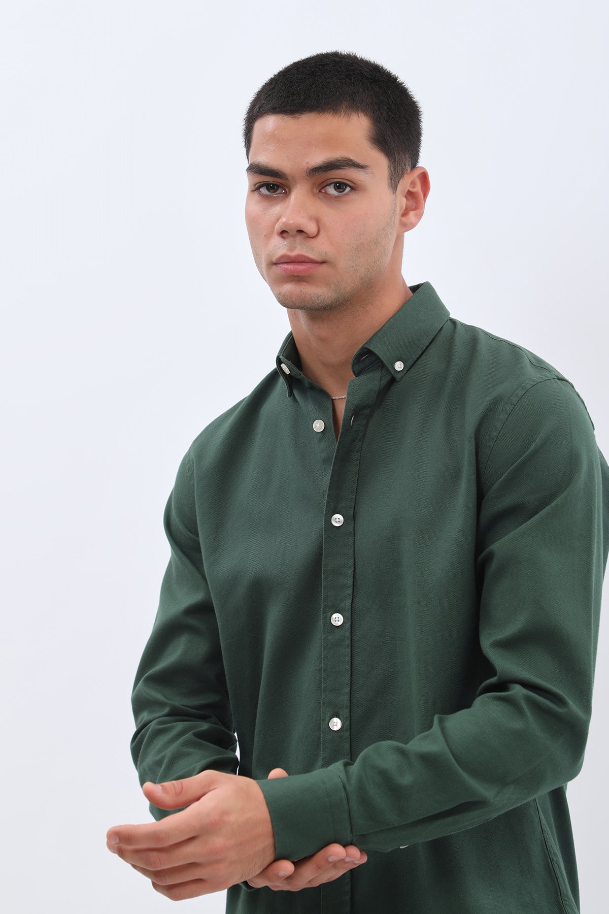 SHIRTSPRO Basket Regular Fit Shirt - Button-Down Collar - Green