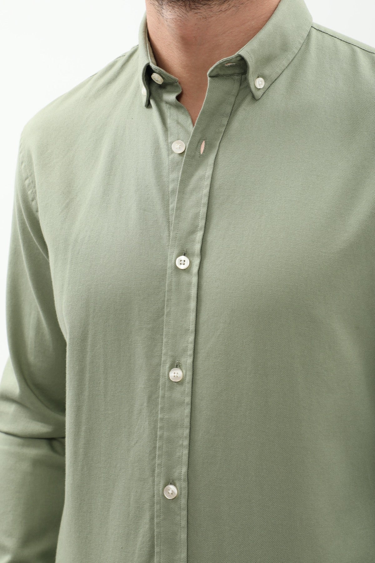 SHIRTSPRO Basket Regular Fit Shirt - Button-Down Collar - Oil Green