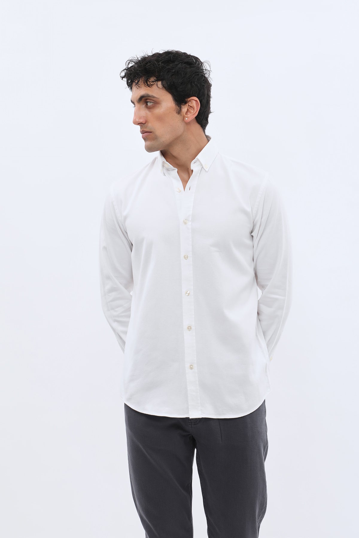 SHIRTSPRO Basket Regular Fit Shirt - Button-Down Collar - White