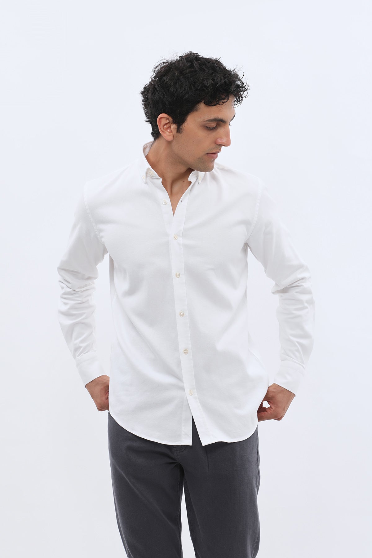 SHIRTSPRO Basket Regular Fit Shirt - Button-Down Collar - White