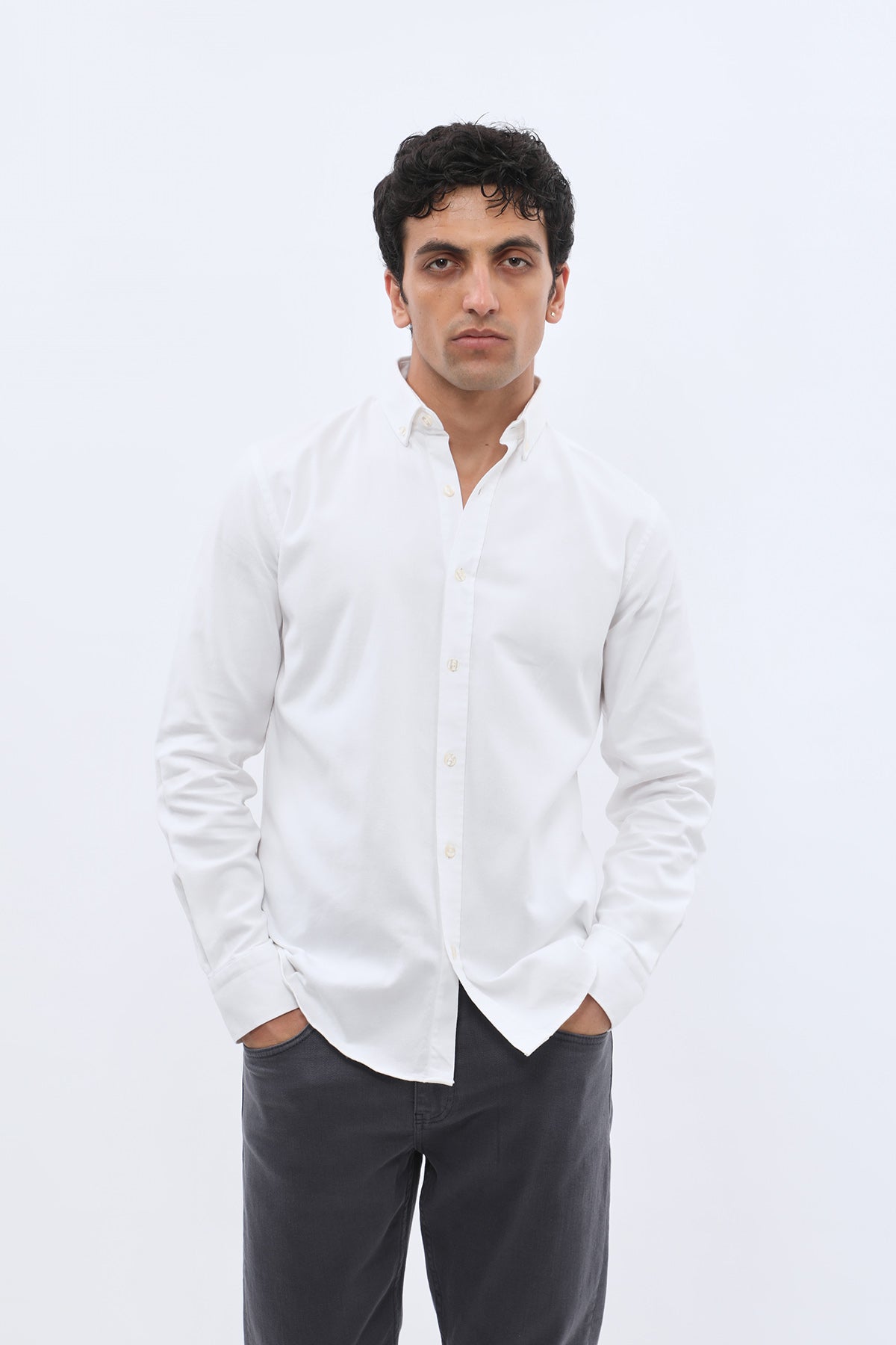SHIRTSPRO Basket Regular Fit Shirt - Button-Down Collar - White