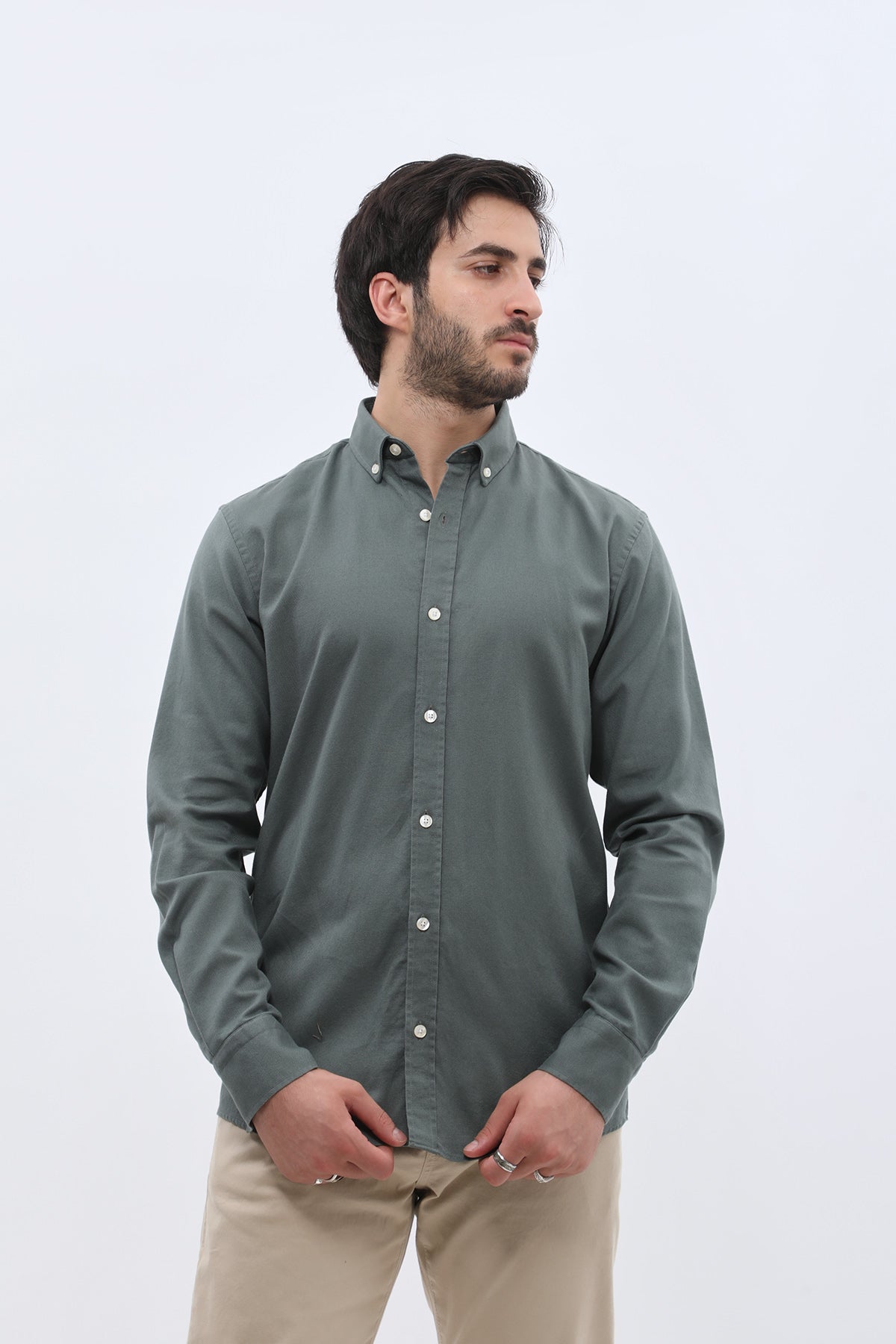 SHIRTSPRO Basket Regular Fit Shirt - Button-Down Collar - Smoke