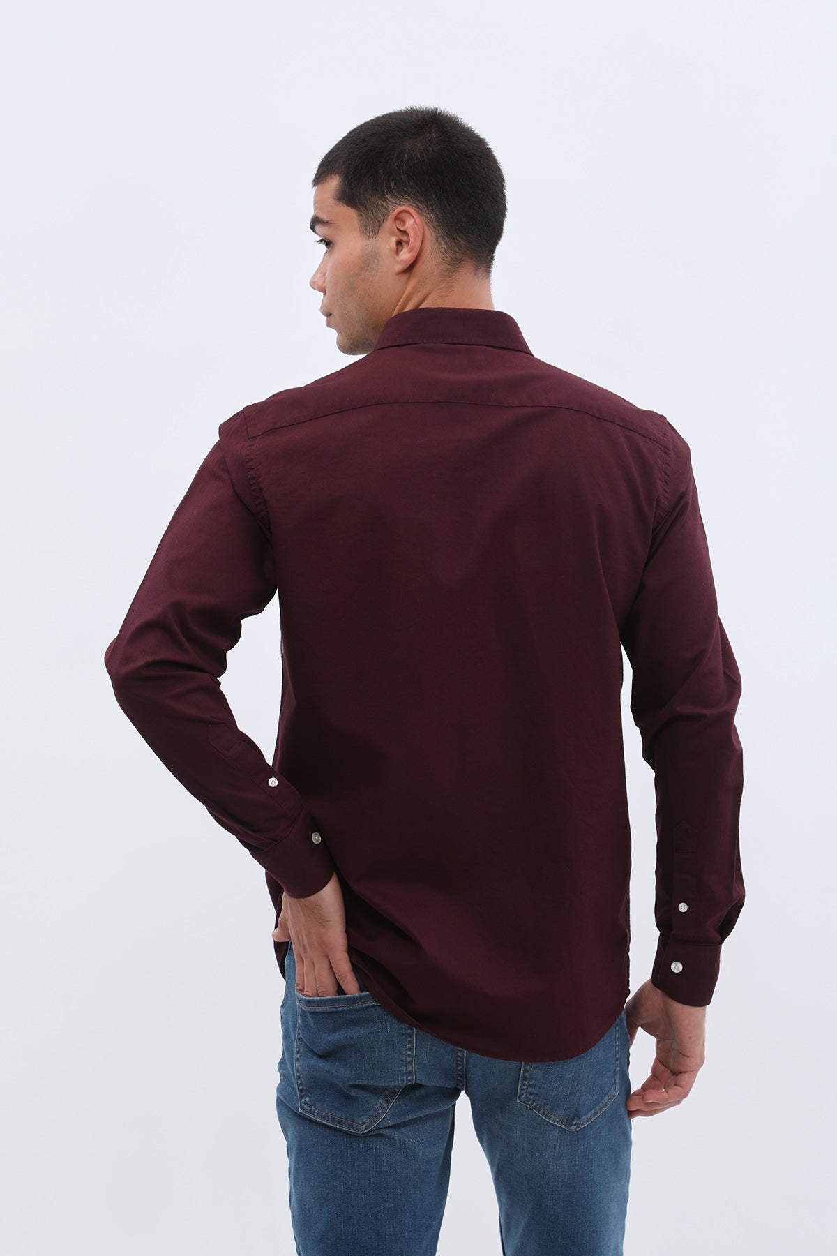 SHIRTSPRO Oxford Regular Fit Shirt - Button-Down Collar - Dark Bordo