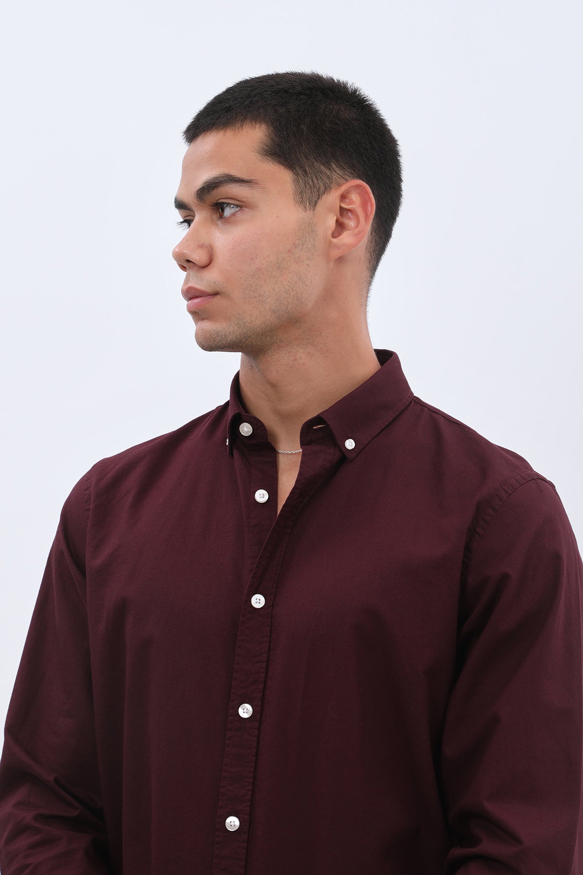 SHIRTSPRO Oxford Regular Fit Shirt - Button-Down Collar - Dark Bordo