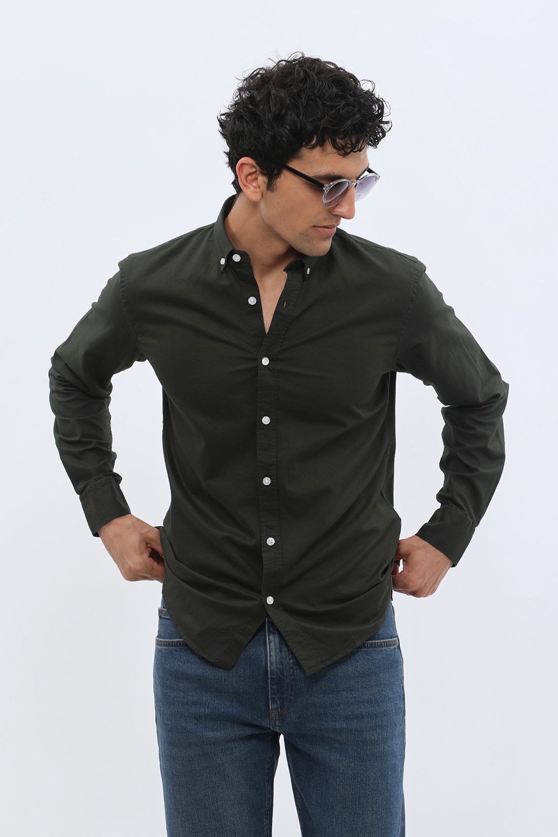 SHIRTSPRO Oxford Regular Fit Shirt - Button-Down Collar - Green