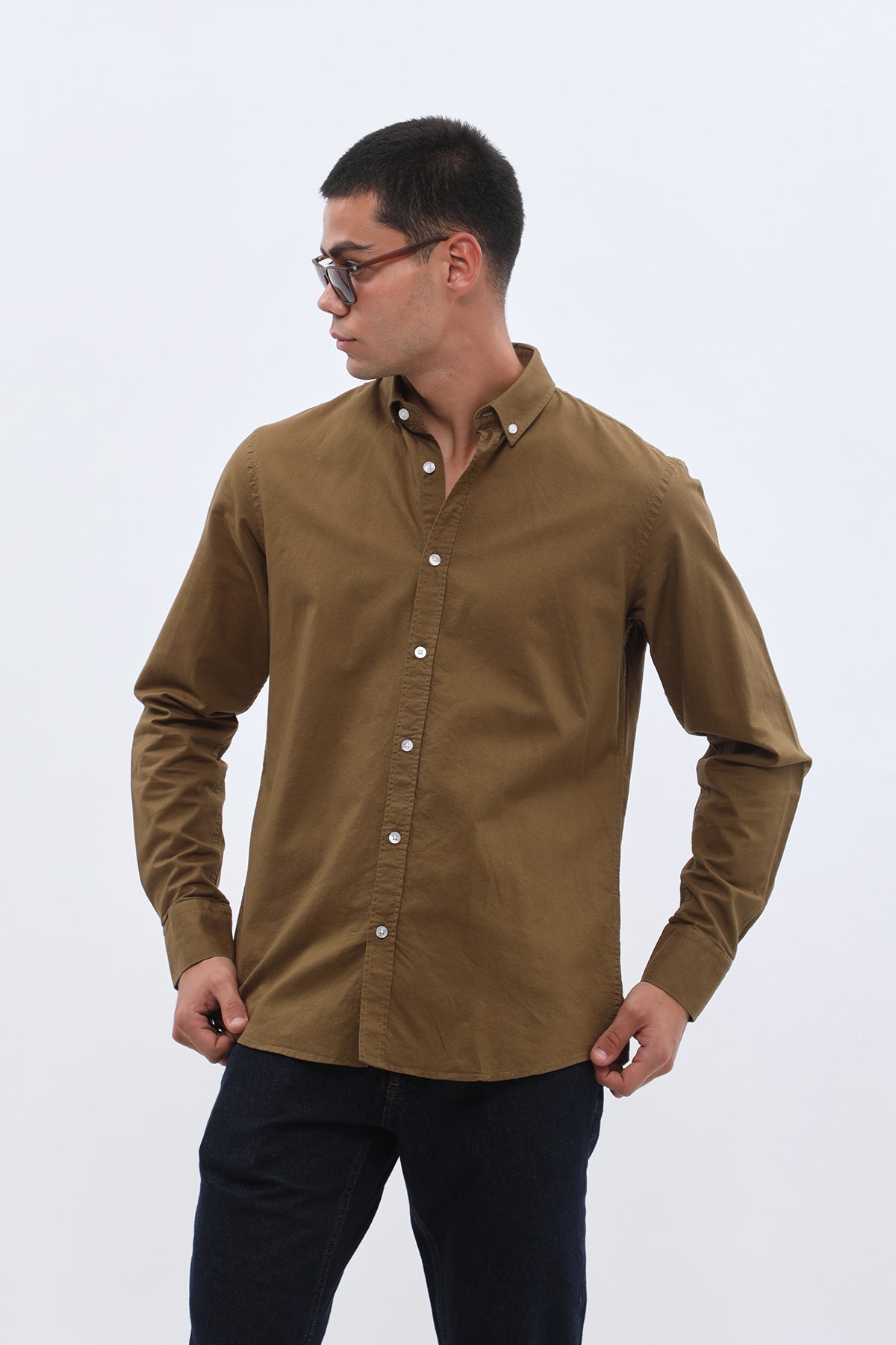 SHIRTSPRO Oxford Regular Fit Shirt - Button-Down Collar - Military Olive