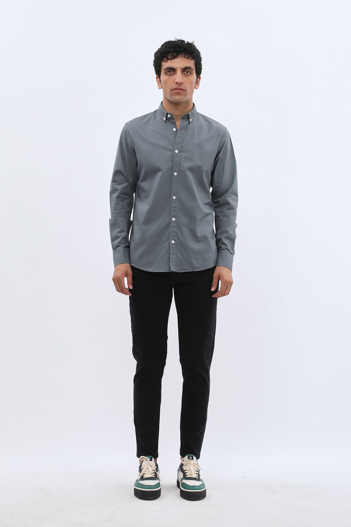SHIRTSPRO Oxford Regular Fit Shirt - Button-Down Collar - Smoke