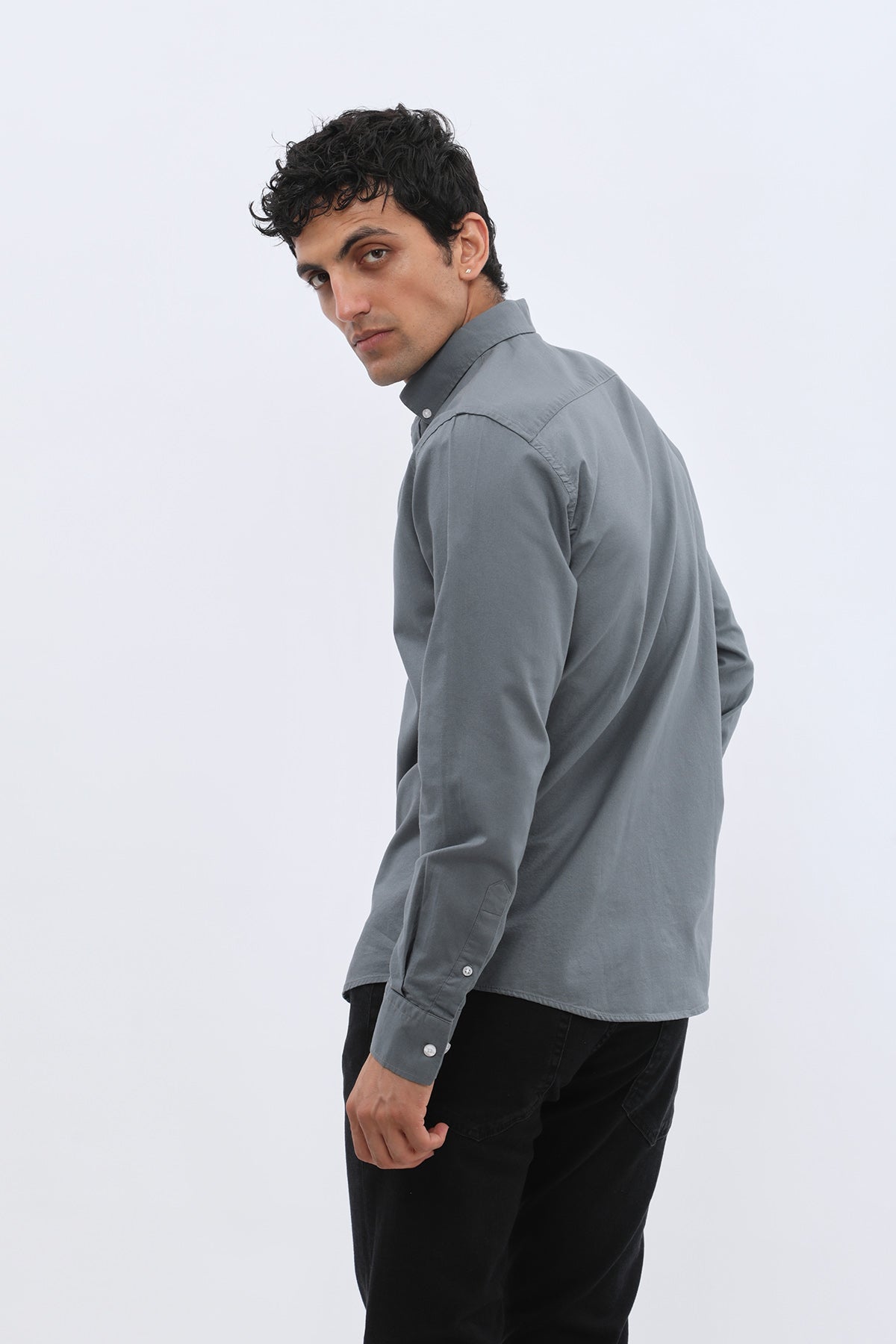 SHIRTSPRO Oxford Regular Fit Shirt - Button-Down Collar - Smoke