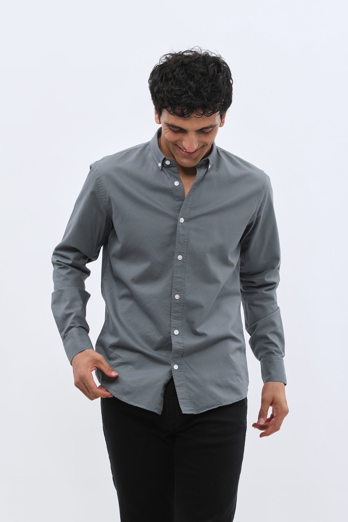 SHIRTSPRO Oxford Regular Fit Shirt - Button-Down Collar - Smoke