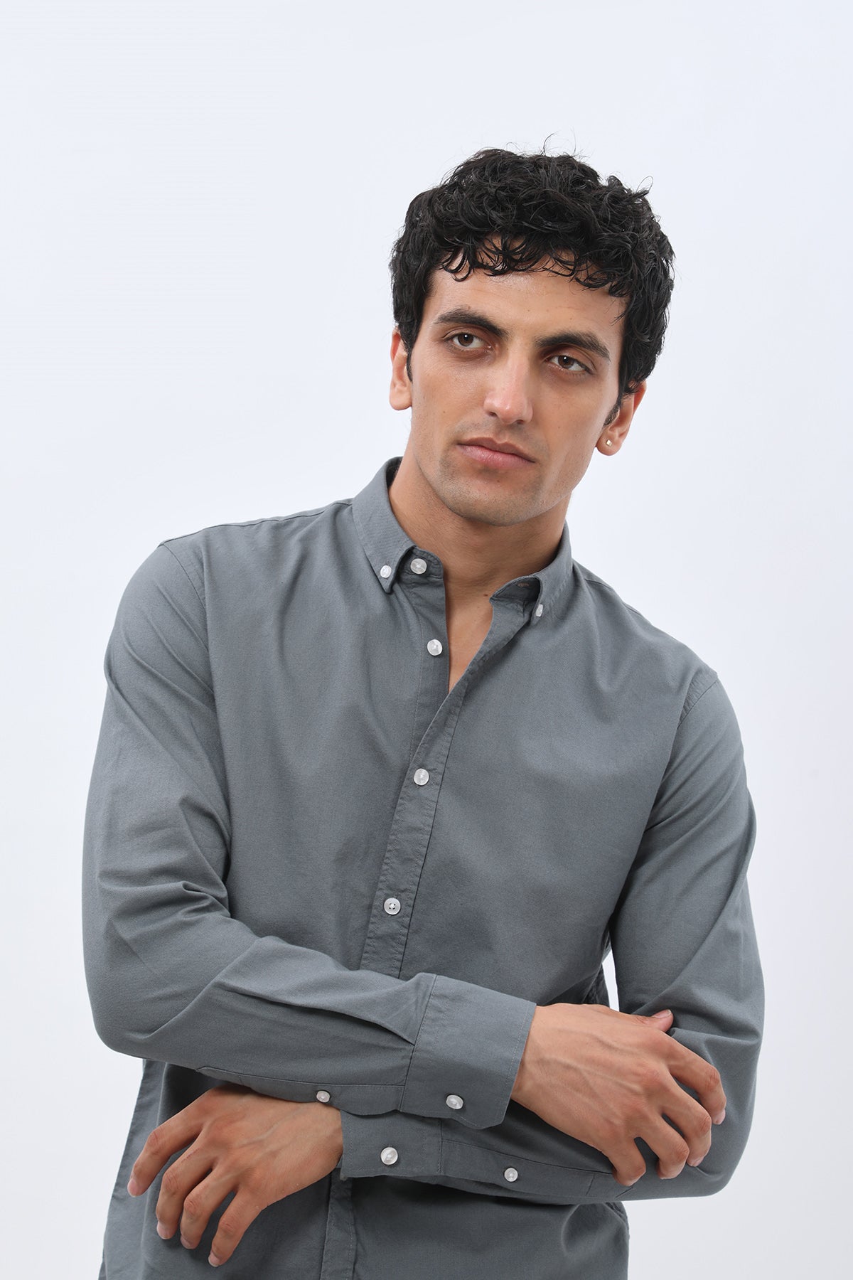 SHIRTSPRO Oxford Regular Fit Shirt - Button-Down Collar - Smoke