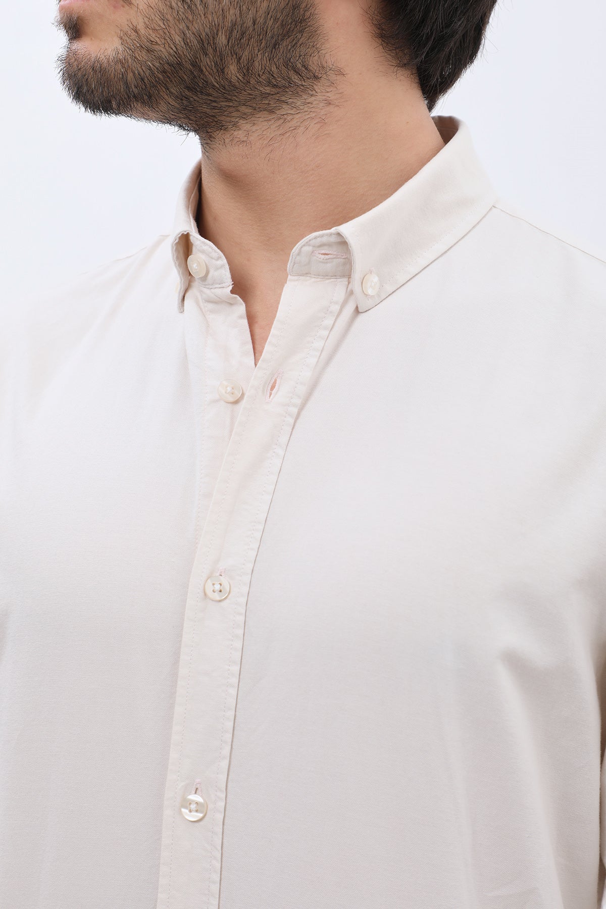 SHIRTSPRO Oxford Regular Fit Shirt - Button-Down Collar - Beige