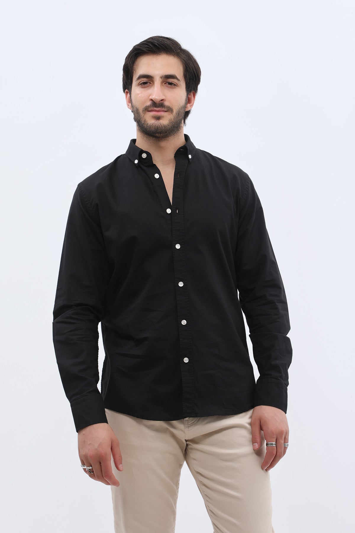 SHIRTSPRO Oxford Regular Fit Shirt - Button-Down Collar - Black