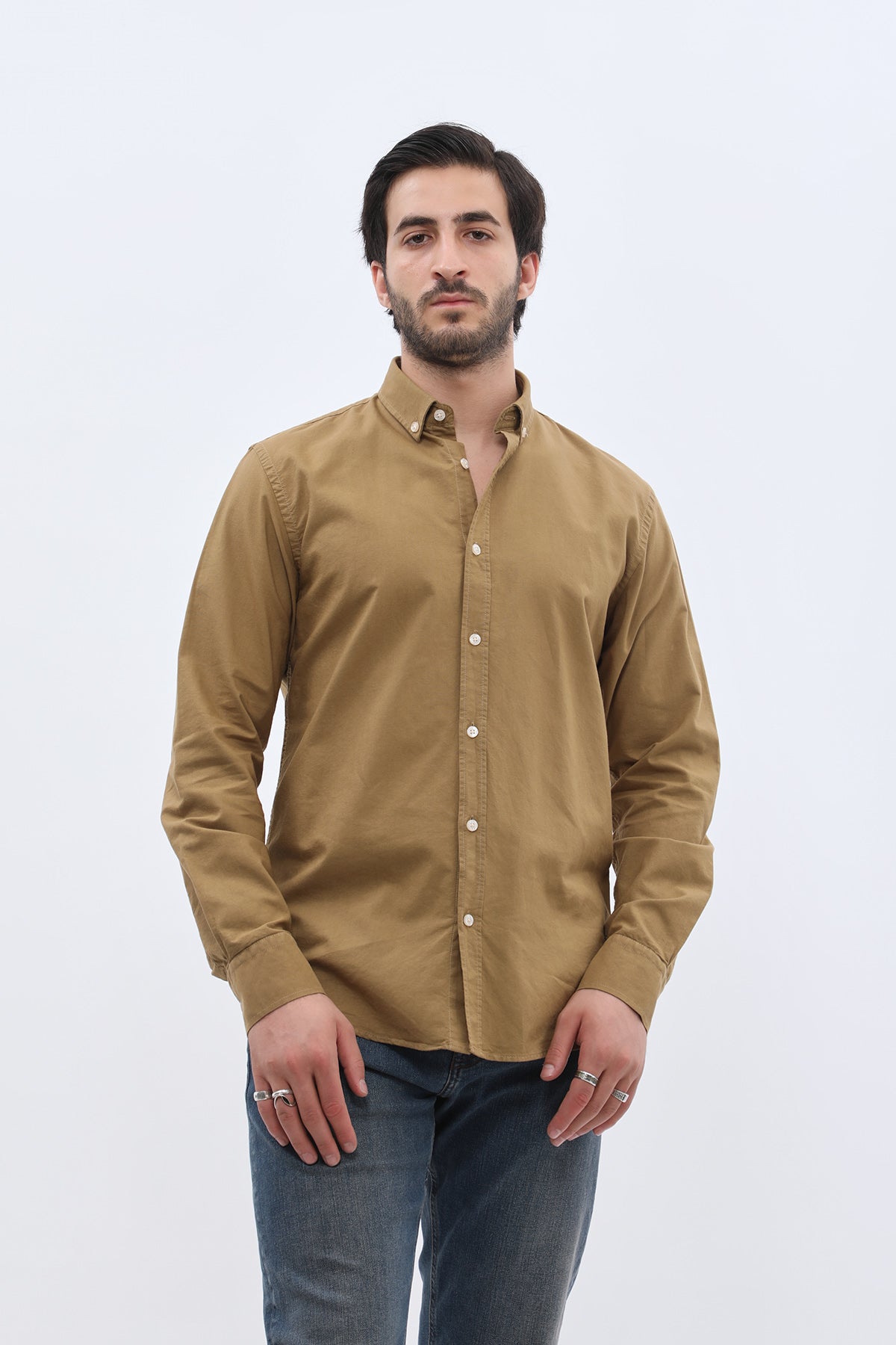 SHIRTSPRO Oxford Regular Fit Shirt - Button-Down Collar - Camel