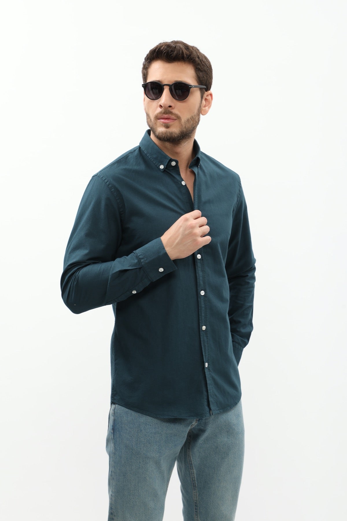 SHIRTSPRO Oxford Regular Fit Shirt - Button-Down Collar - Petrol