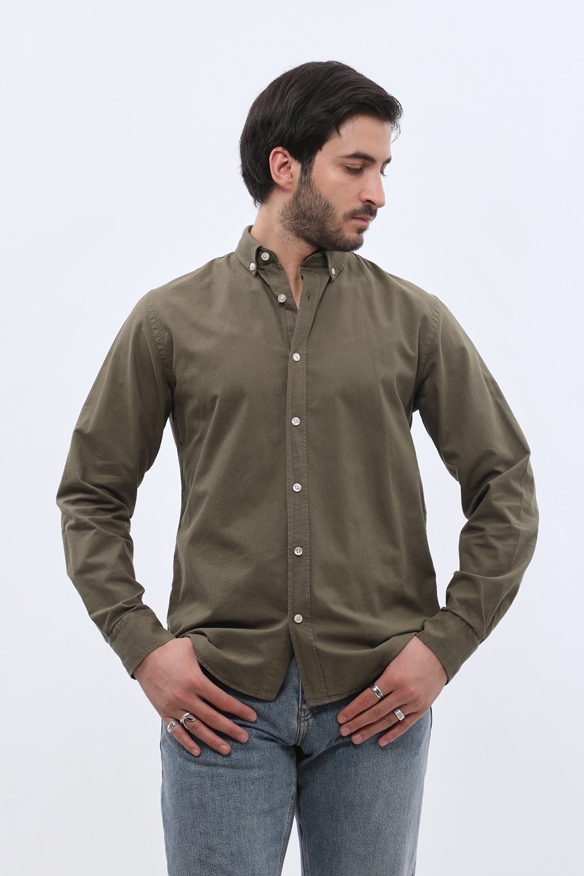 SHIRTSPRO Oxford Regular Fit Shirt - Button-Down Collar - Khaki