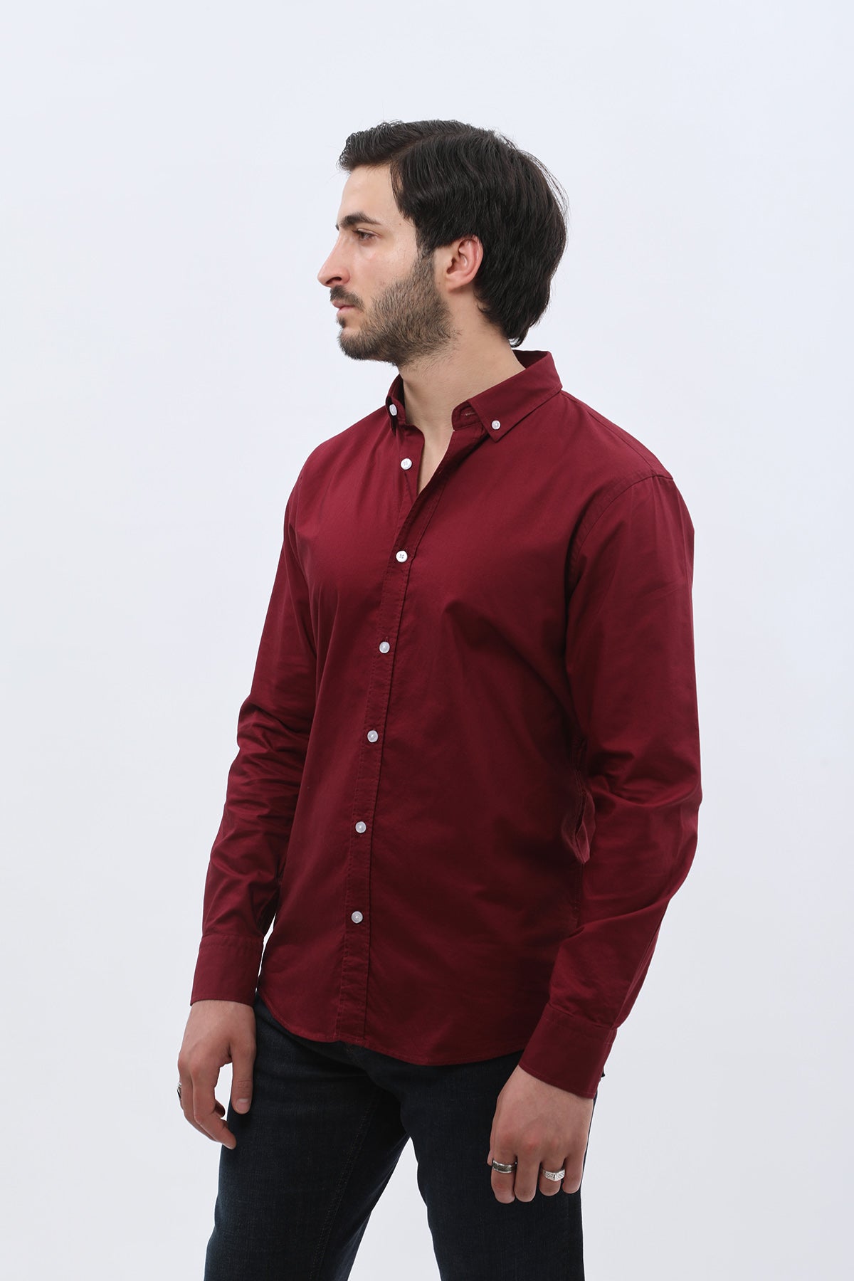 SHIRTSPRO Oxford Regular Fit Shirt - Button-Down Collar - Bordo