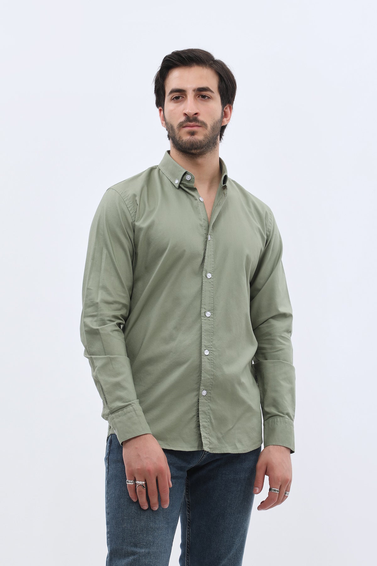 SHIRTSPRO Oxford Regular Fit Shirt - Button-Down Collar - Oil Green