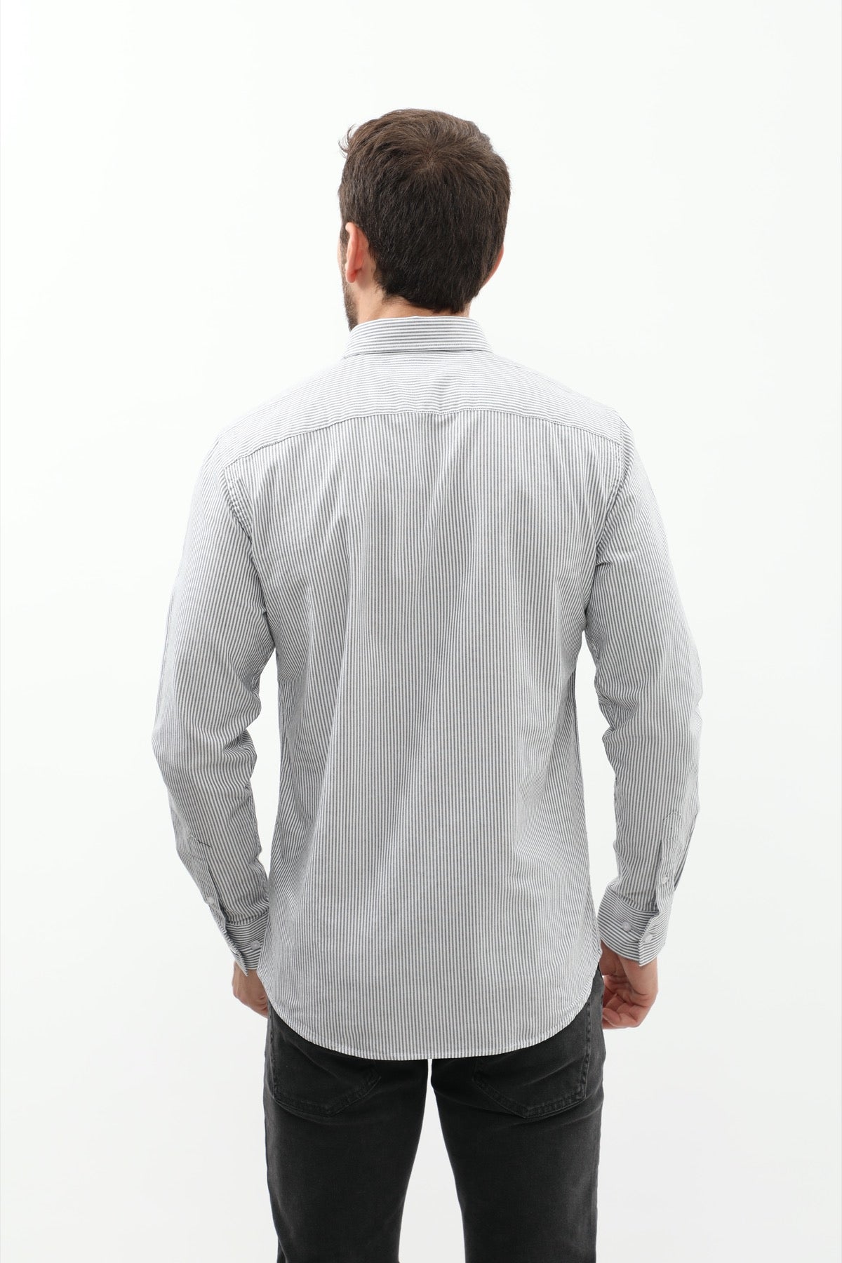 SHIRTSPRO Striped Regular Fit Shirt - Button-Down Collar - Black