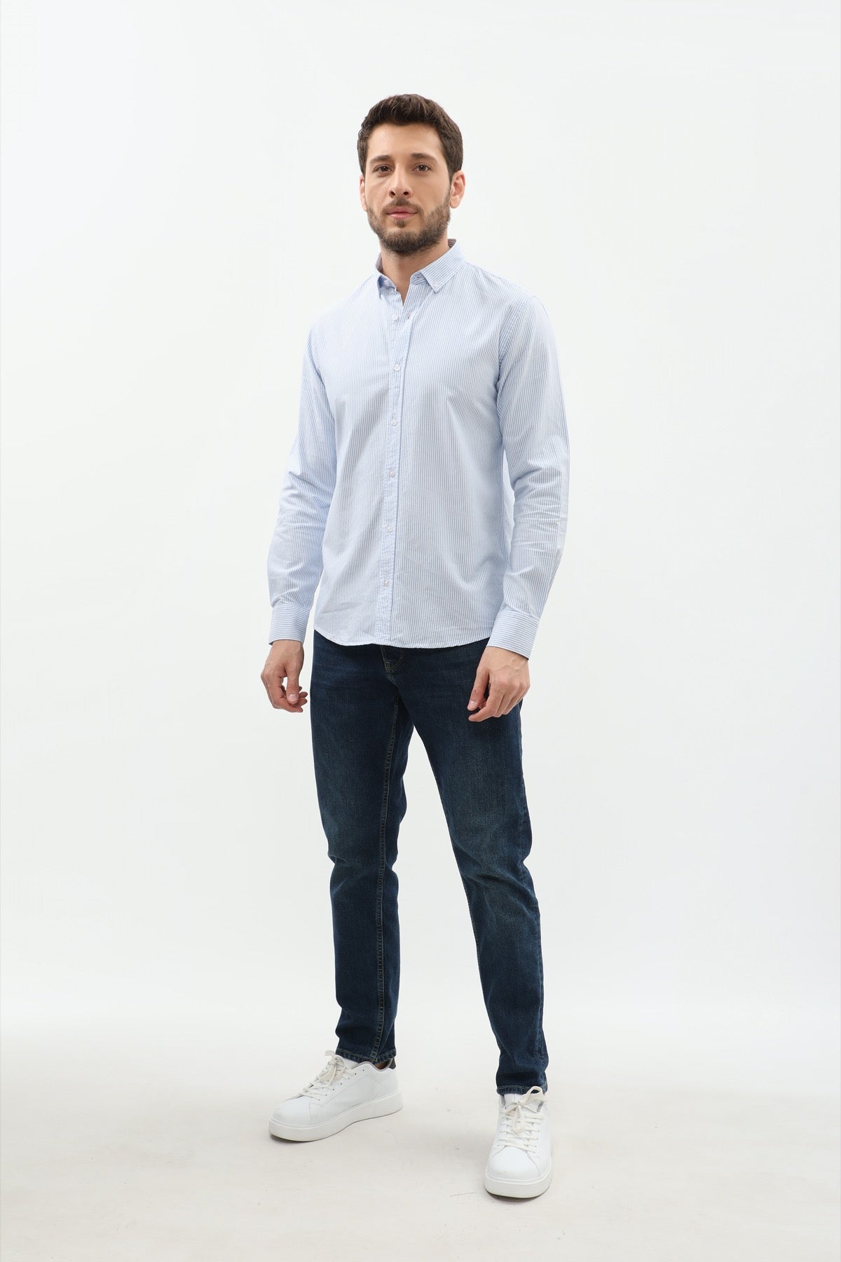 SHIRTSPRO Striped Regular Fit Shirt - Button-Down Collar - Blue