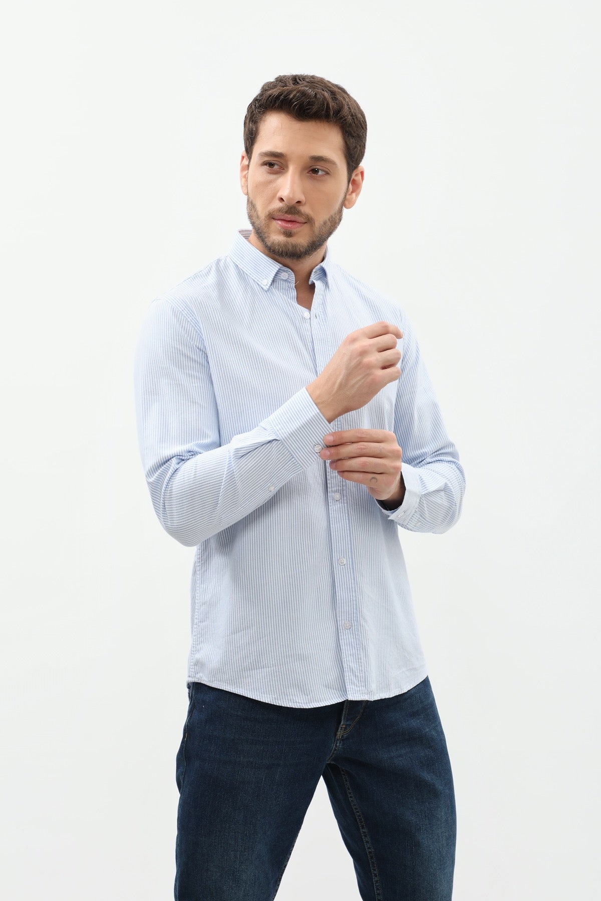SHIRTSPRO Striped Regular Fit Shirt - Button-Down Collar - Blue