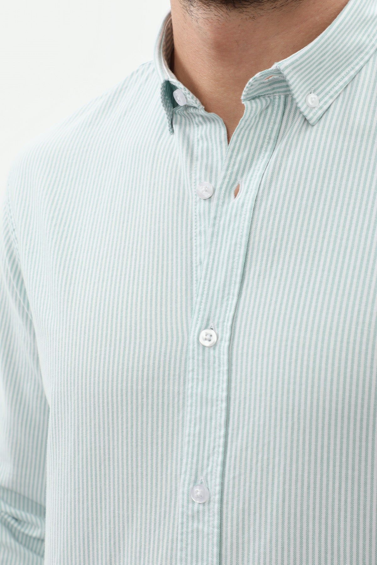 SHIRTSPRO Striped Regular Fit Shirt - Button-Down Collar - Beryl Green