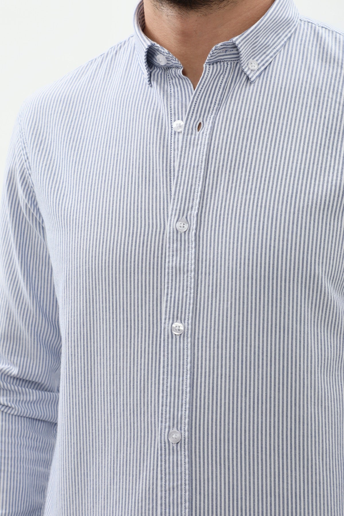 SHIRTSPRO Striped Regular Fit Shirt - Button-Down Collar - Navy
