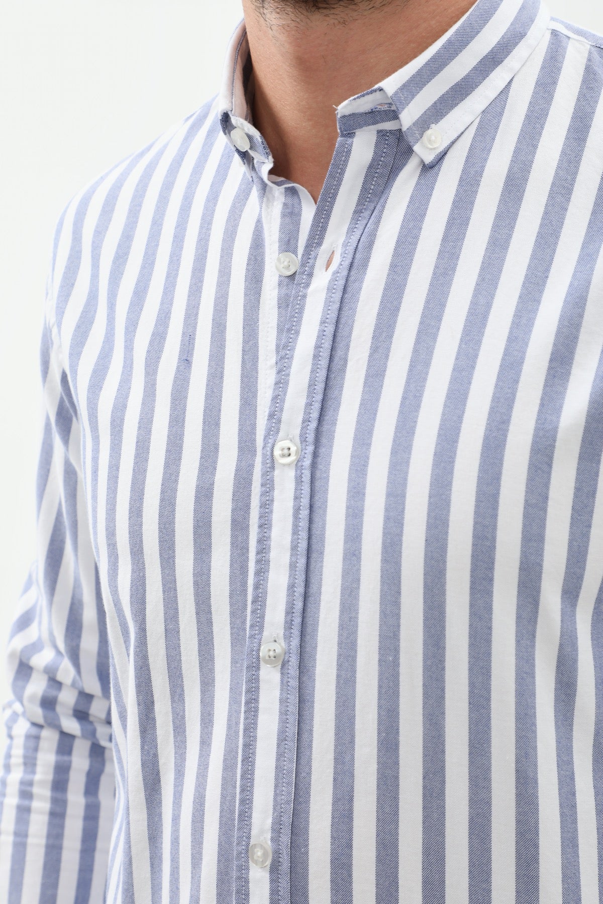 SHIRTSPRO Striped Regular Fit Shirt - Button-Down Collar - Dark Blue