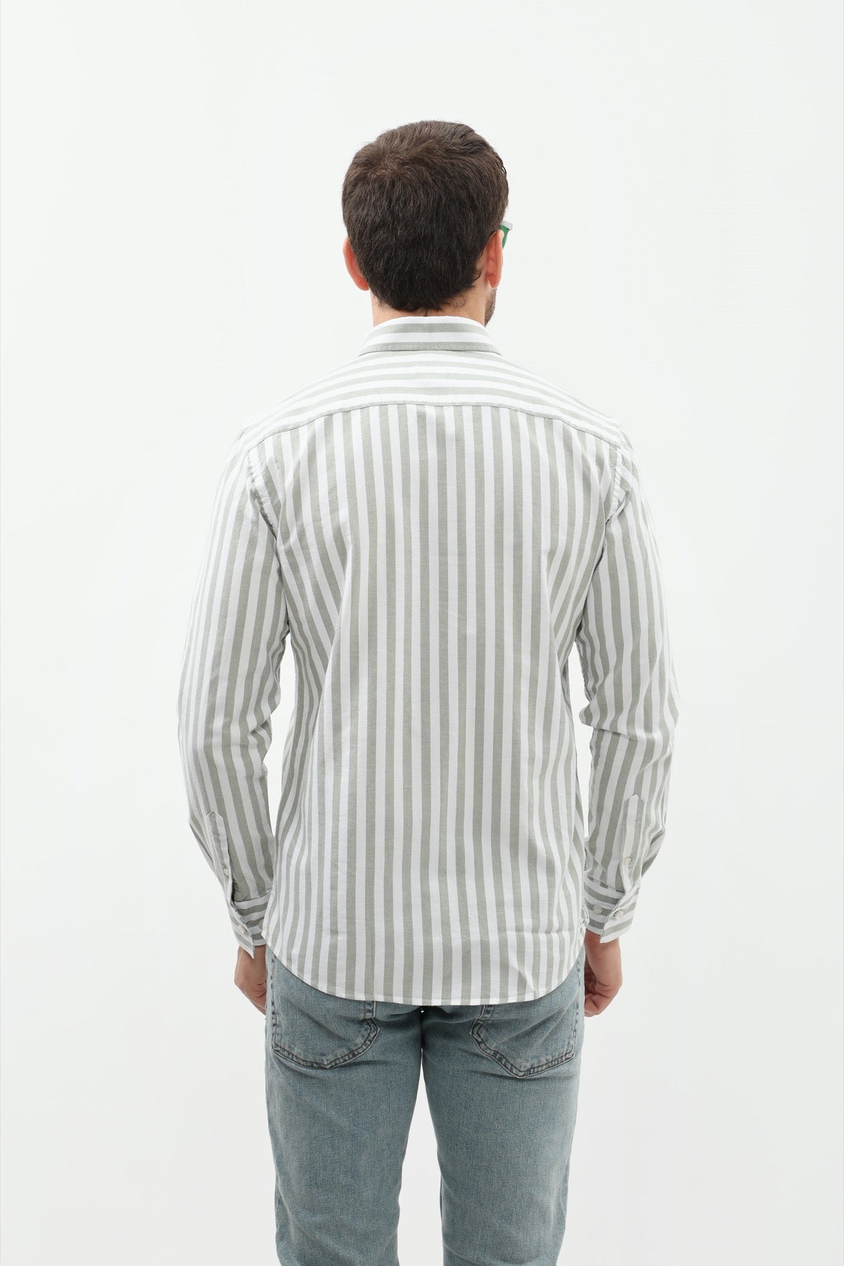 SHIRTSPRO Striped Regular Fit Shirt - Button-Down Collar - Green